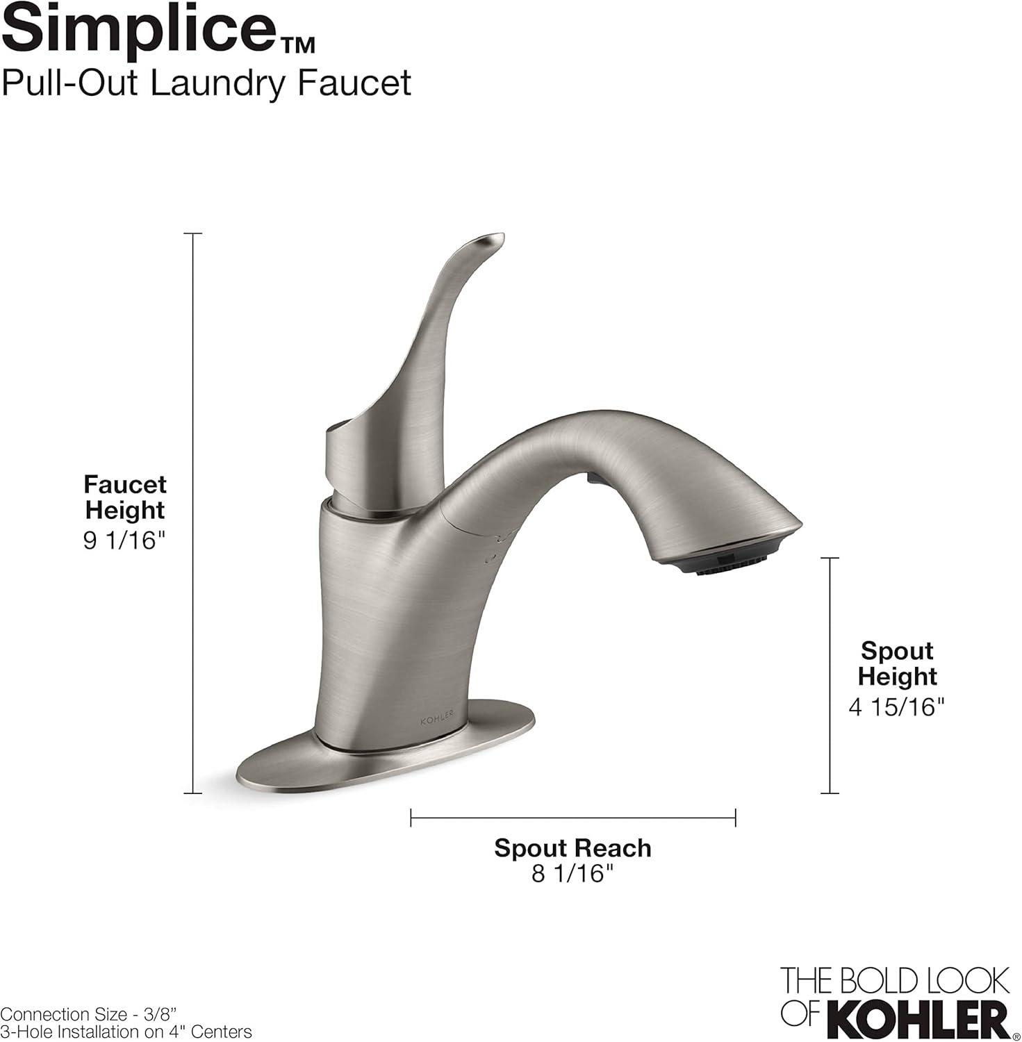 Simplice Pull-Out Laundry Faucet with Two-Function Sprayhead, Laundry Sink Faucet