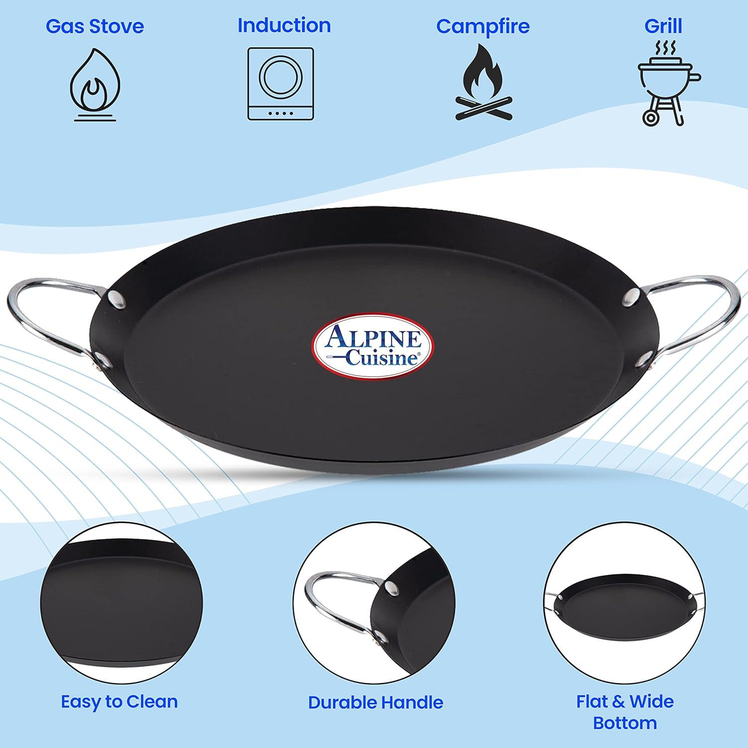 Alpine Cuisine 14 in Round Nonstick Carbon Steel Griddle Pan