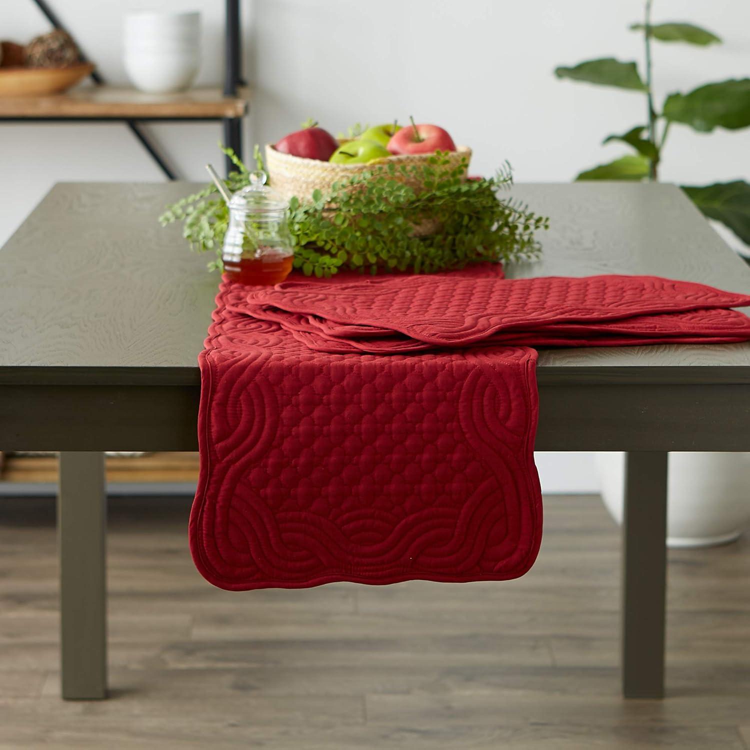 DII Cranberry Quilted Farmhouse Table Runner