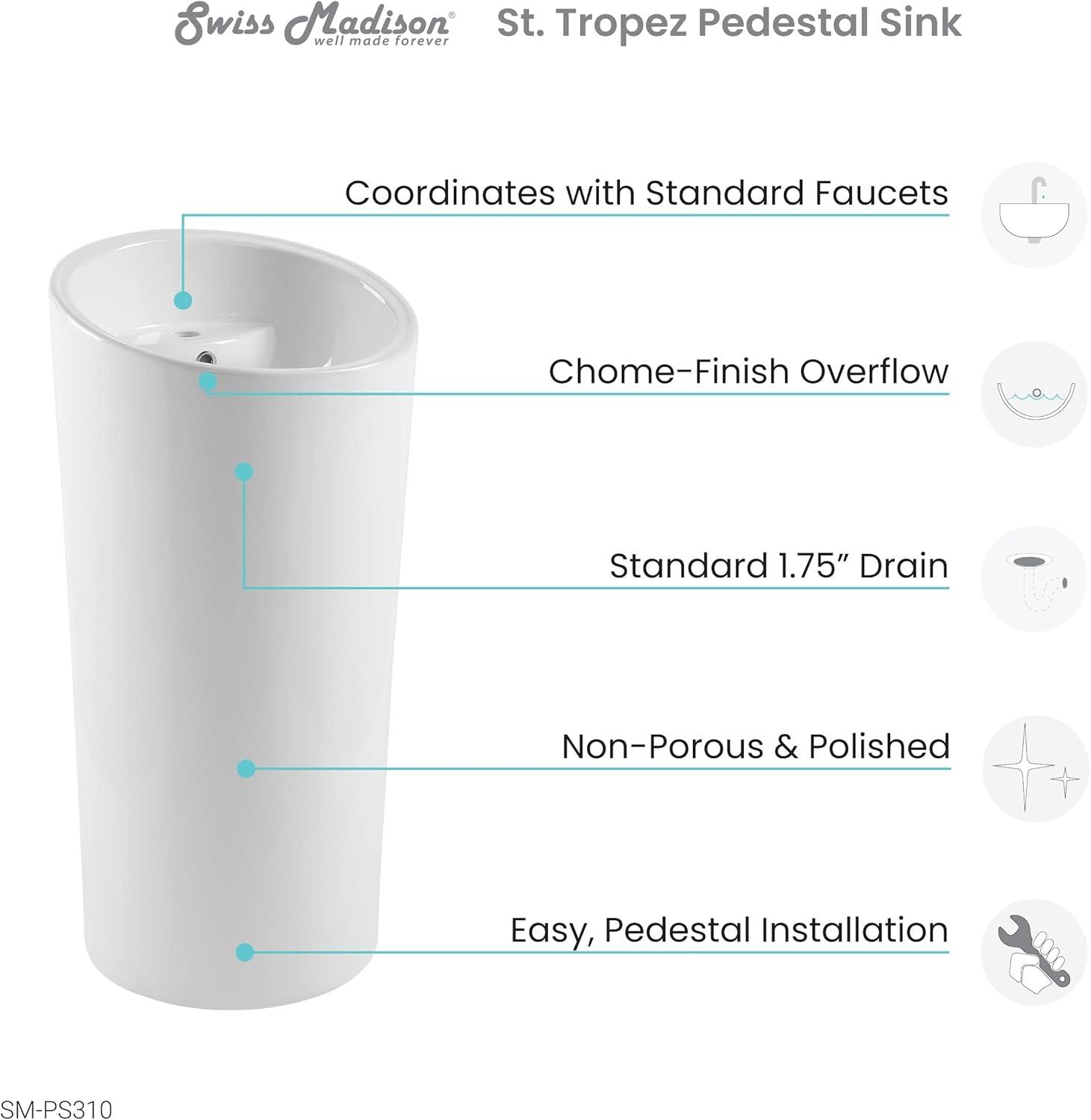 St. Tropez Circular One Piece Pedestal Sink