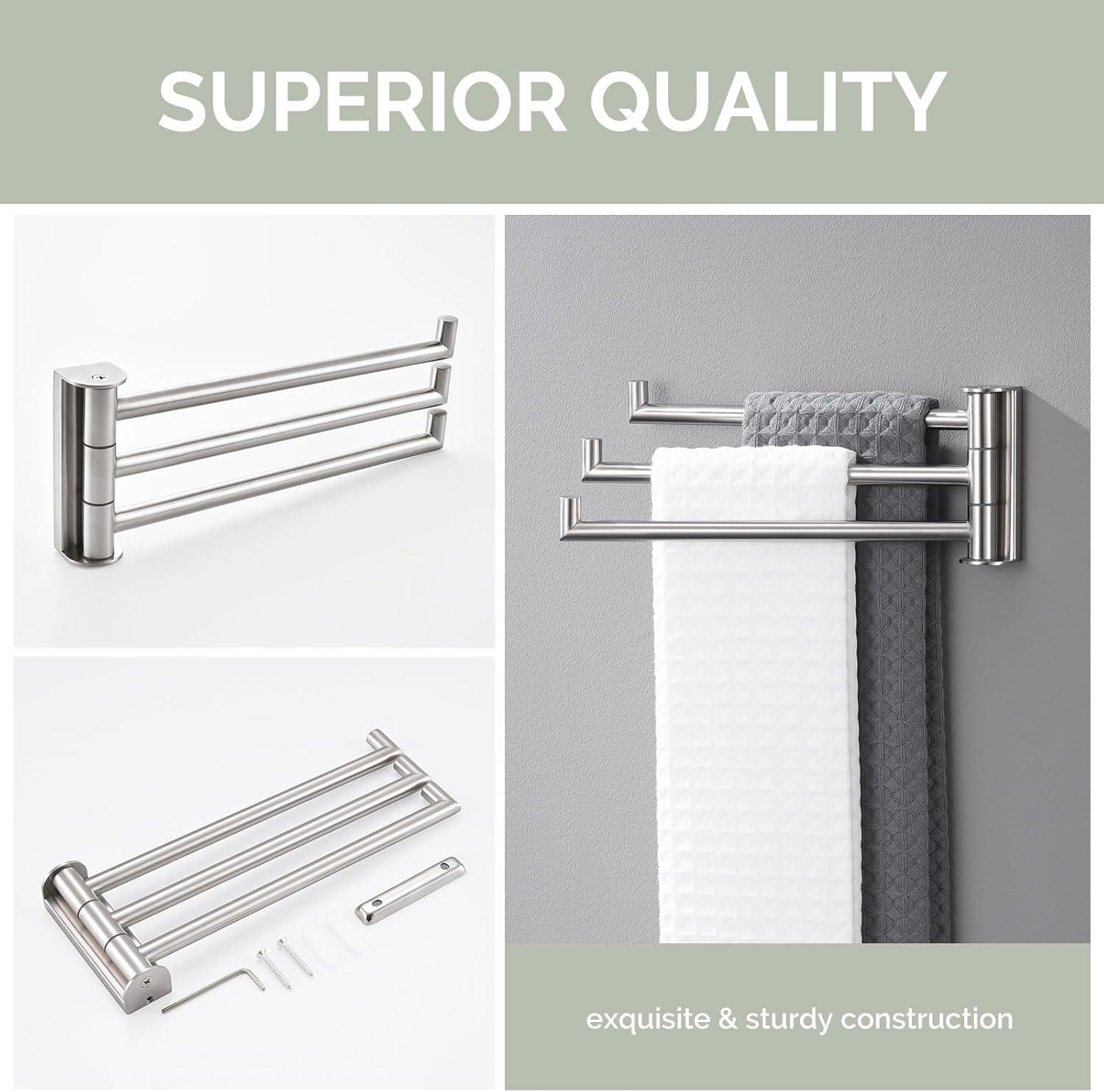 Wall Mounted 3 Swivel Arms Hand Towel Bar