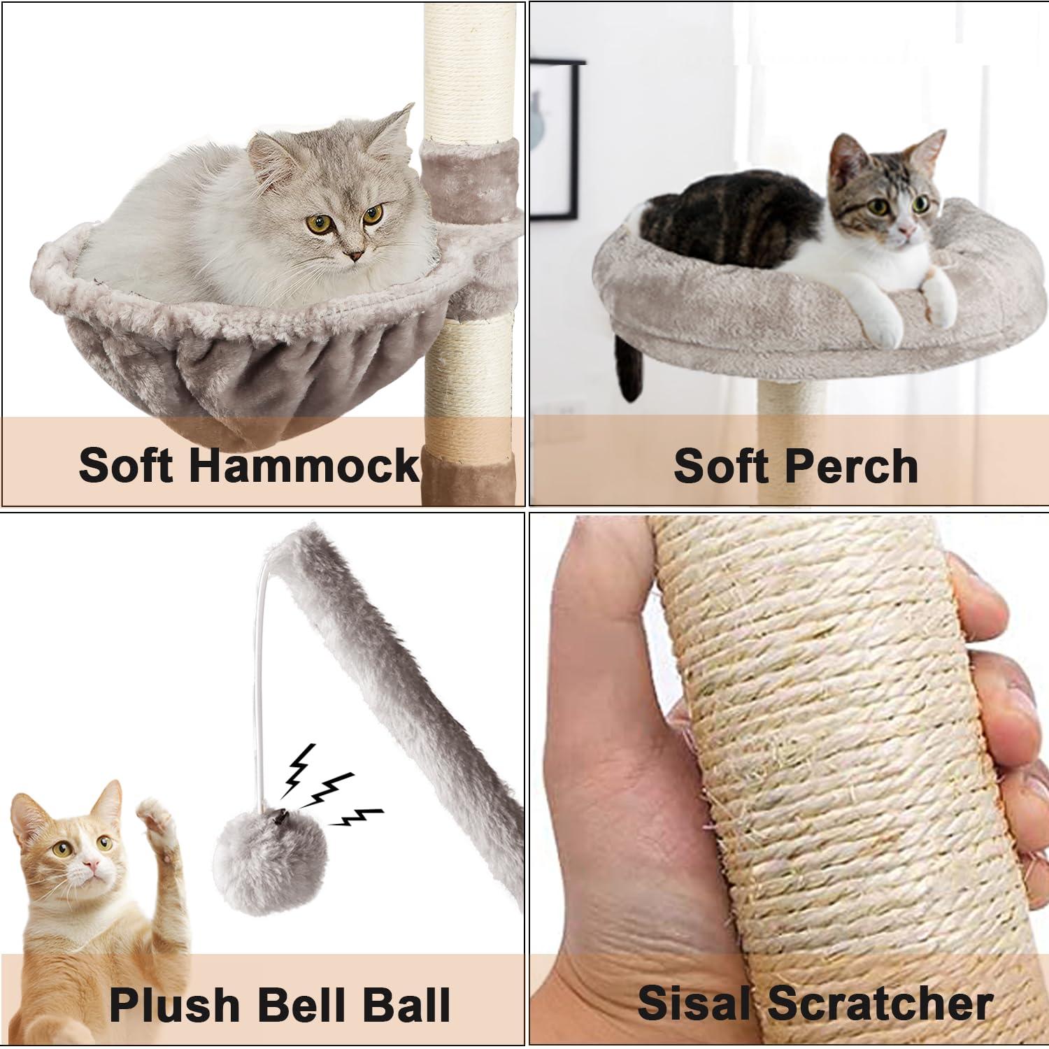 Litter Box Enclosure with Cat Tree, 2-in-1 Cat Tree Tower, Hidden Cat Litter Box Furniture with Scratching Post, Modern Cat Condo, Grey