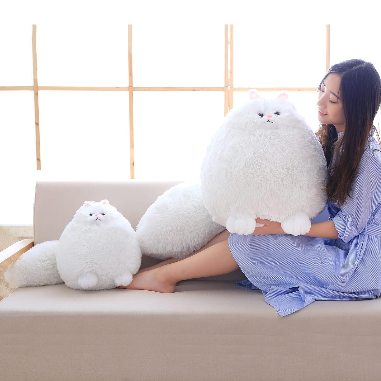 Winsterch Stuffed Animal Plushie Cat Stuffed Animal,Cute Soft Plush Cat Animals,White Stuffed Cat, Birthday for Kids,Boys,Girls,Fat Cat Stuffed Toy (White, 10 Inches)