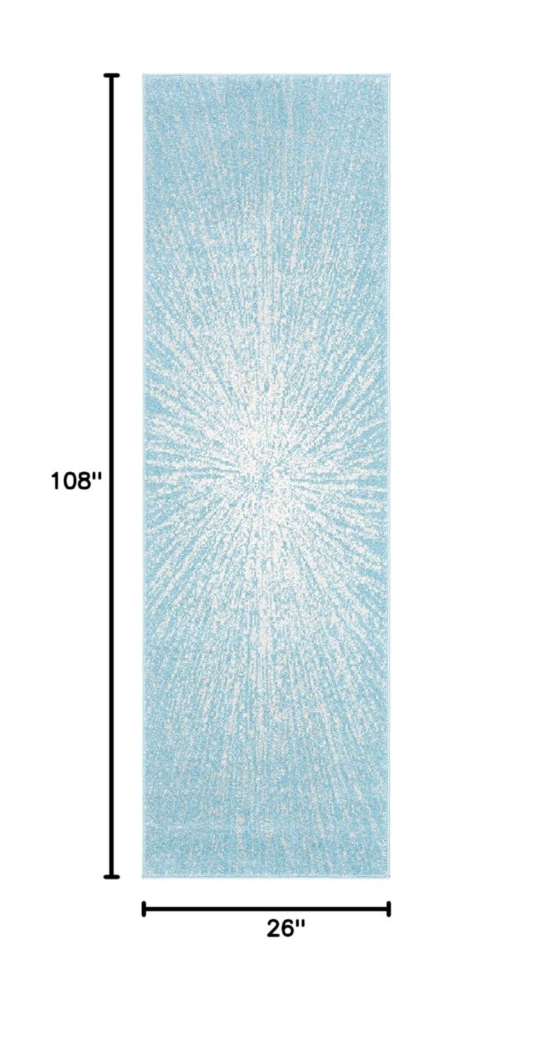 Fuchsia and Cream Synthetic Stain-Resistant Runner Rug