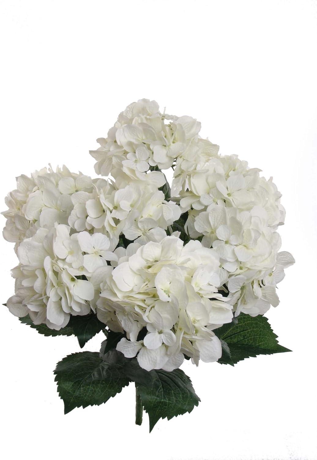 White Silk Hydrangea Artificial Flower Arrangement for Outdoor Tabletop Centerpiece