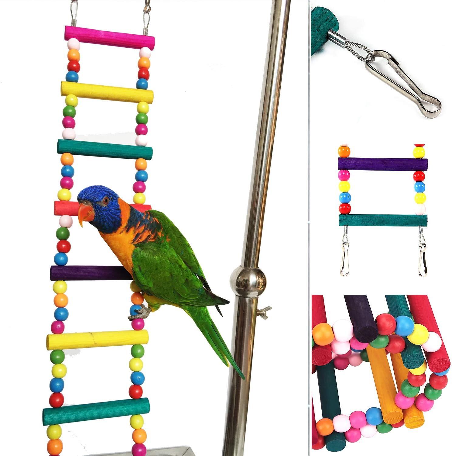 Colorful Wooden Ladder Swing for Small Birds and Pets