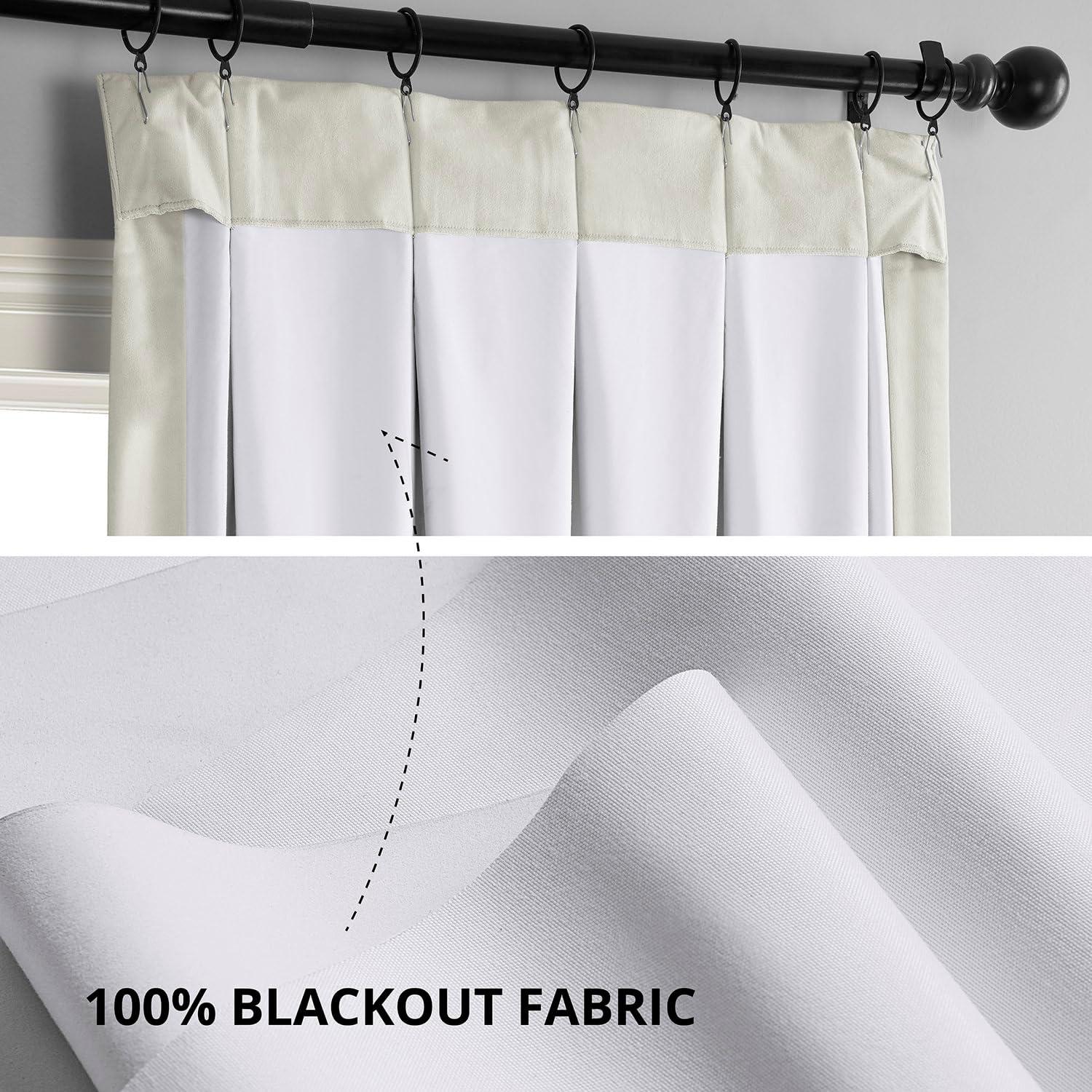 Half Price Drapes Porcelain White French Pleat Signature Velvet Blackout Curtains(1 Panel),50WX 108L