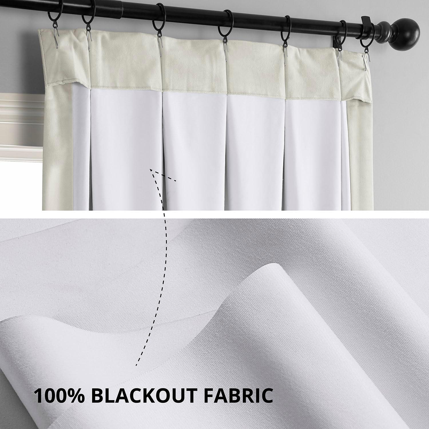 Half Price Drapes Porcelain White French Pleat Signature Velvet Blackout Curtains(1 Panel),50WX 108L