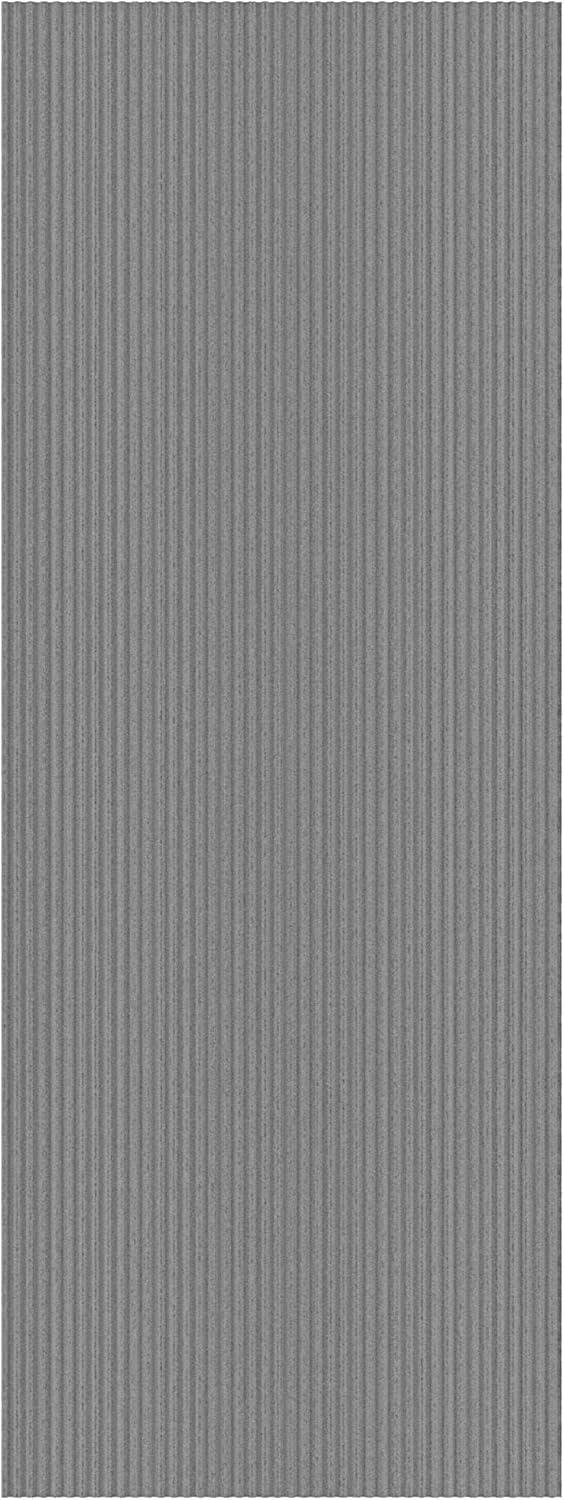 Ottomanson Stepwell Collection Utility Ribbed Garage Mat/Patio/Long Hallway Runner Rug, Gray