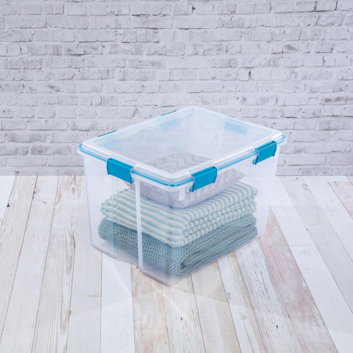 Sterilite 120qrt. Multipurpose Clear Plastic Storage Container Box with Latching Lids and 2 Rear Wheels