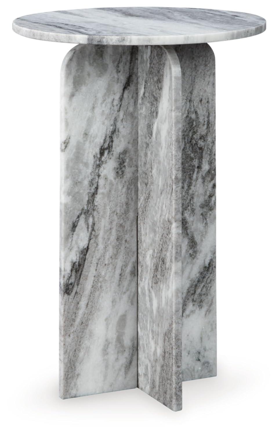 Gray Marble Round Contemporary Accent Table