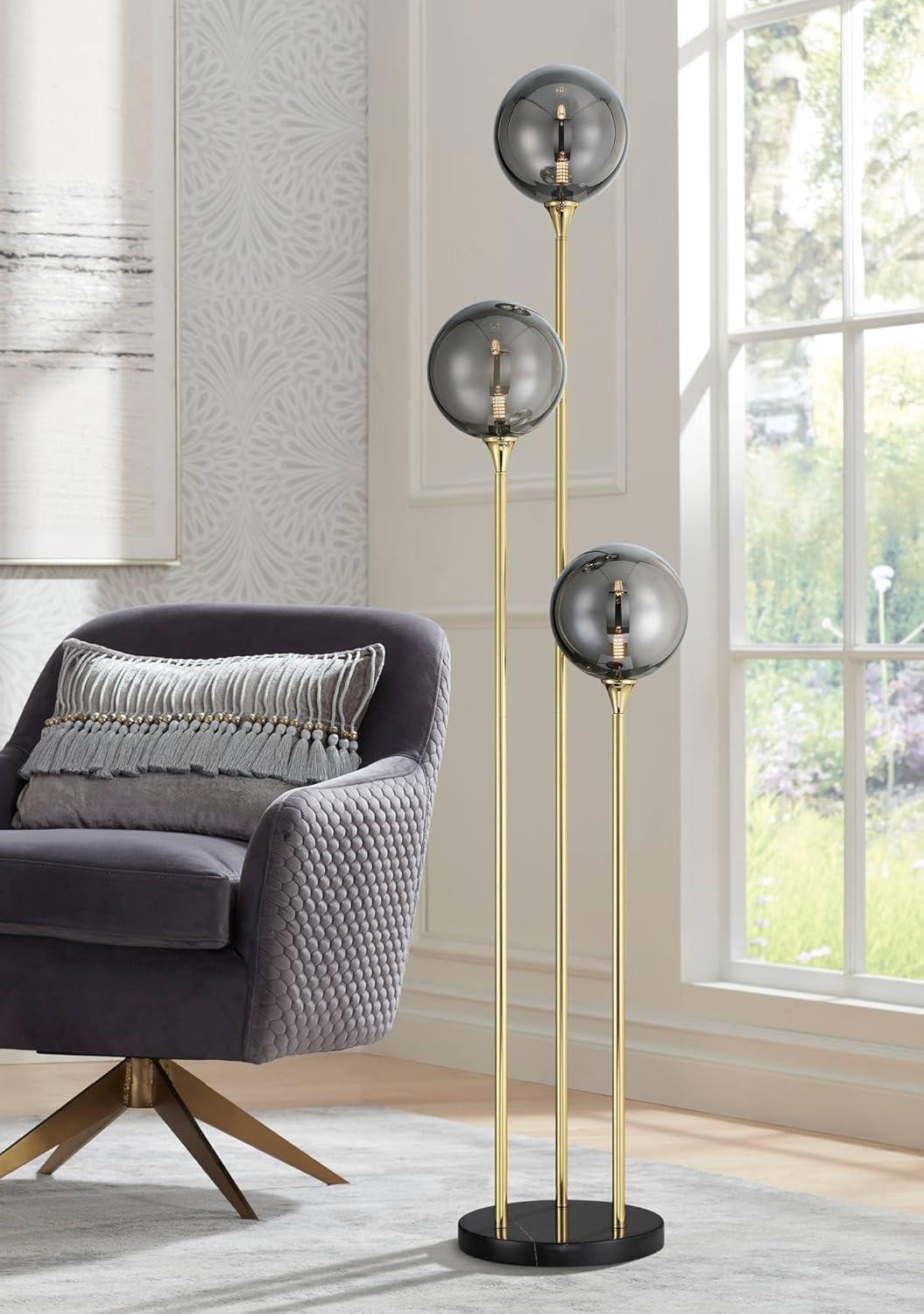 Edison Black and Gold Glass Globe Floor Lamp