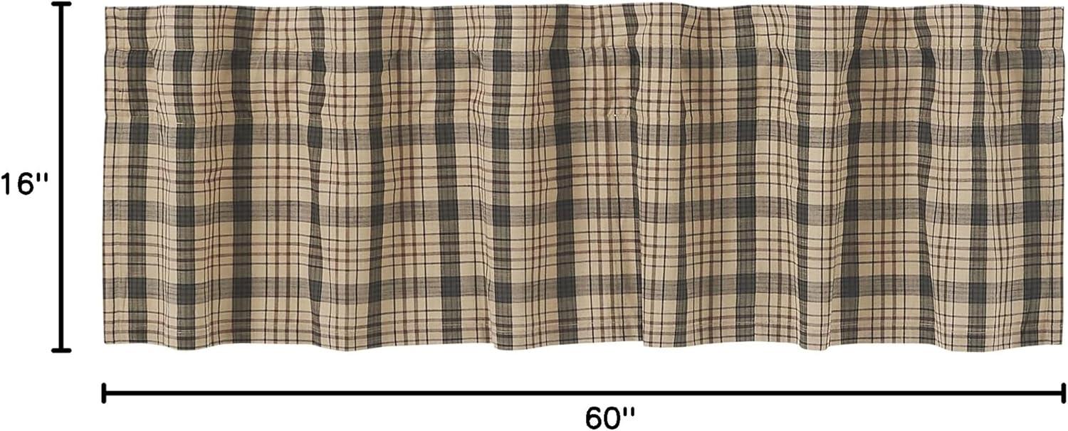 Holms Plaid Cotton Tailored Window Valance in Khaki/ Forest Green/ Russet