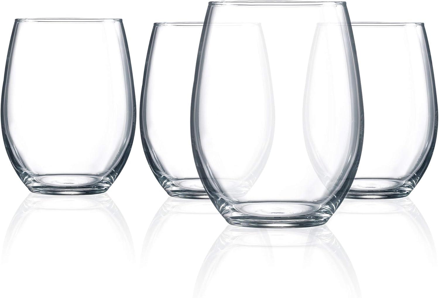 Arc International N7338 Lumincar Cachet Stemless 21 Ounce Wine Glass, Set Of 4, Clear