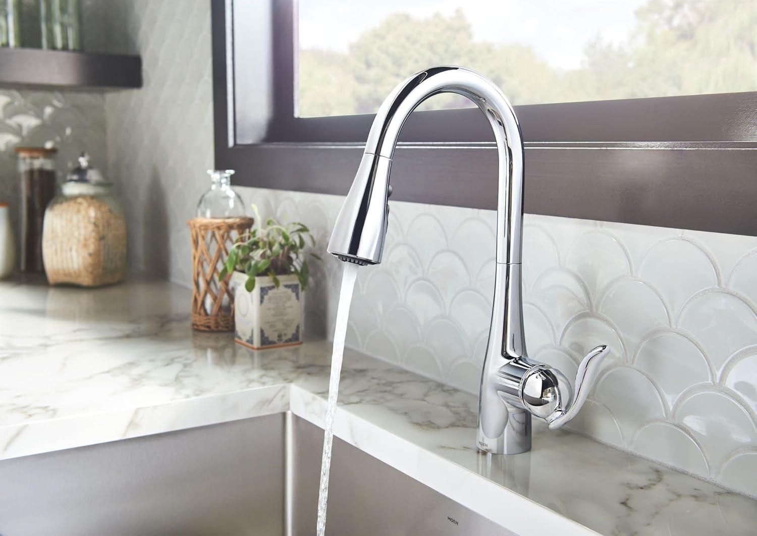 Moen Arbor One Handle Pulldown Kitchen Faucet Featuring Power Boost and Reflex