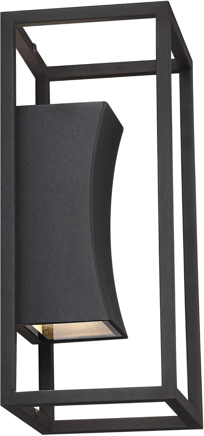 Textured Black LED Outdoor Wall Light with Sanded Glass Diffuser