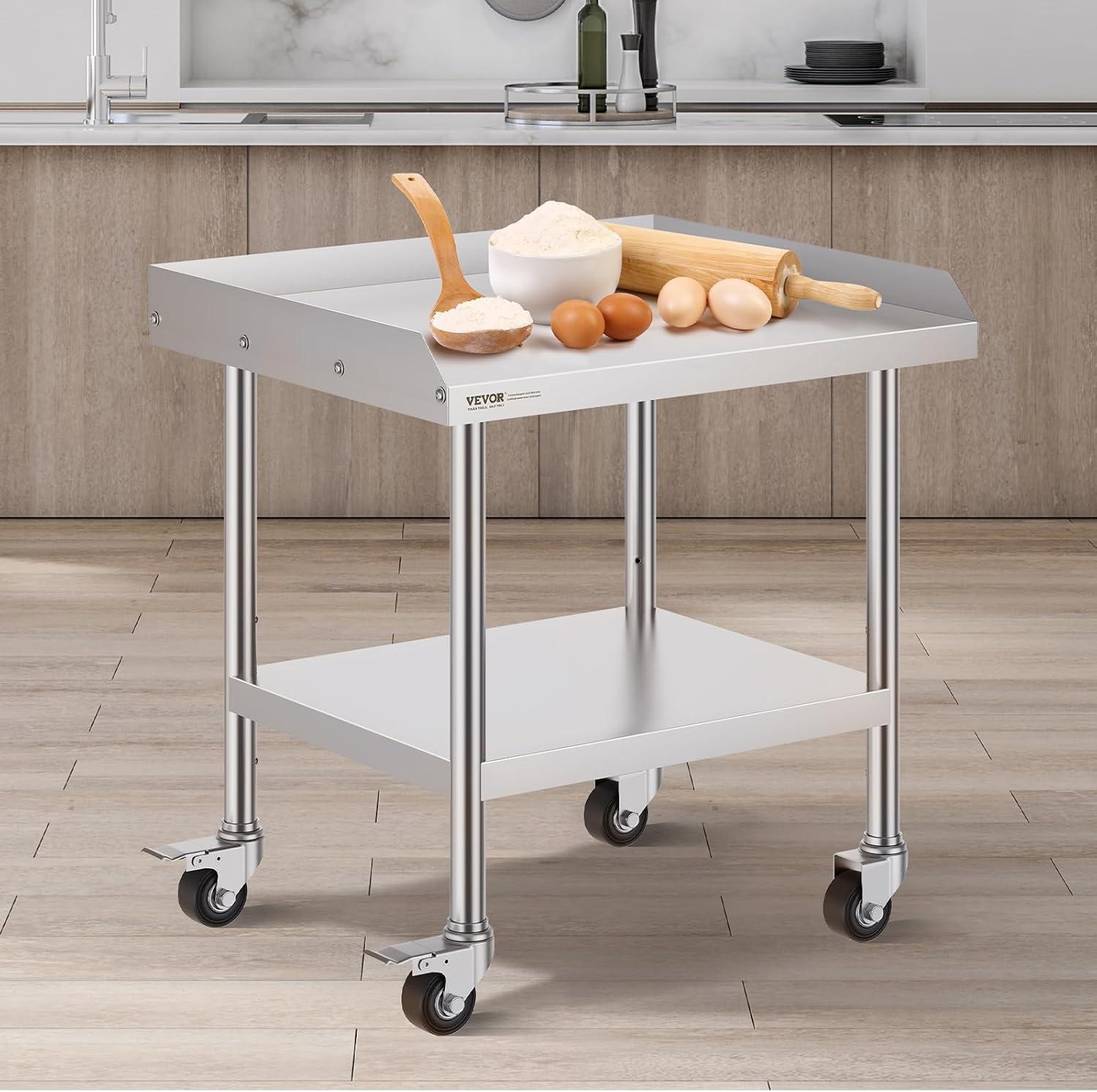 VEVOR VEVOR Stainless Steel 28'' L x 24'' W x 30'' H Adjustable Portable Work Table