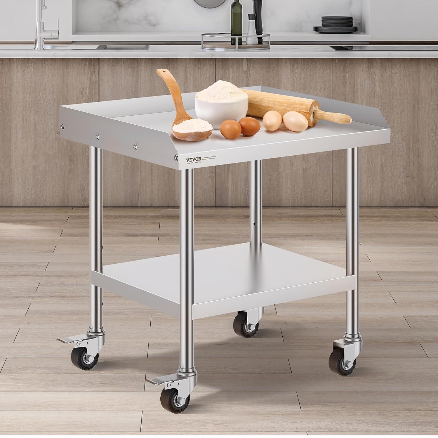 VEVOR VEVOR Stainless Steel 28'' L x 24'' W x 30'' H Adjustable Portable Work Table