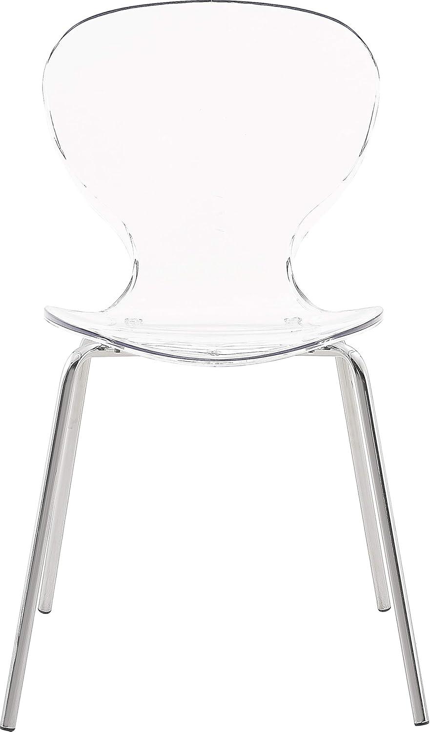 Clarion Contemporary Chrome Metal Side Chair with Translucent Seat