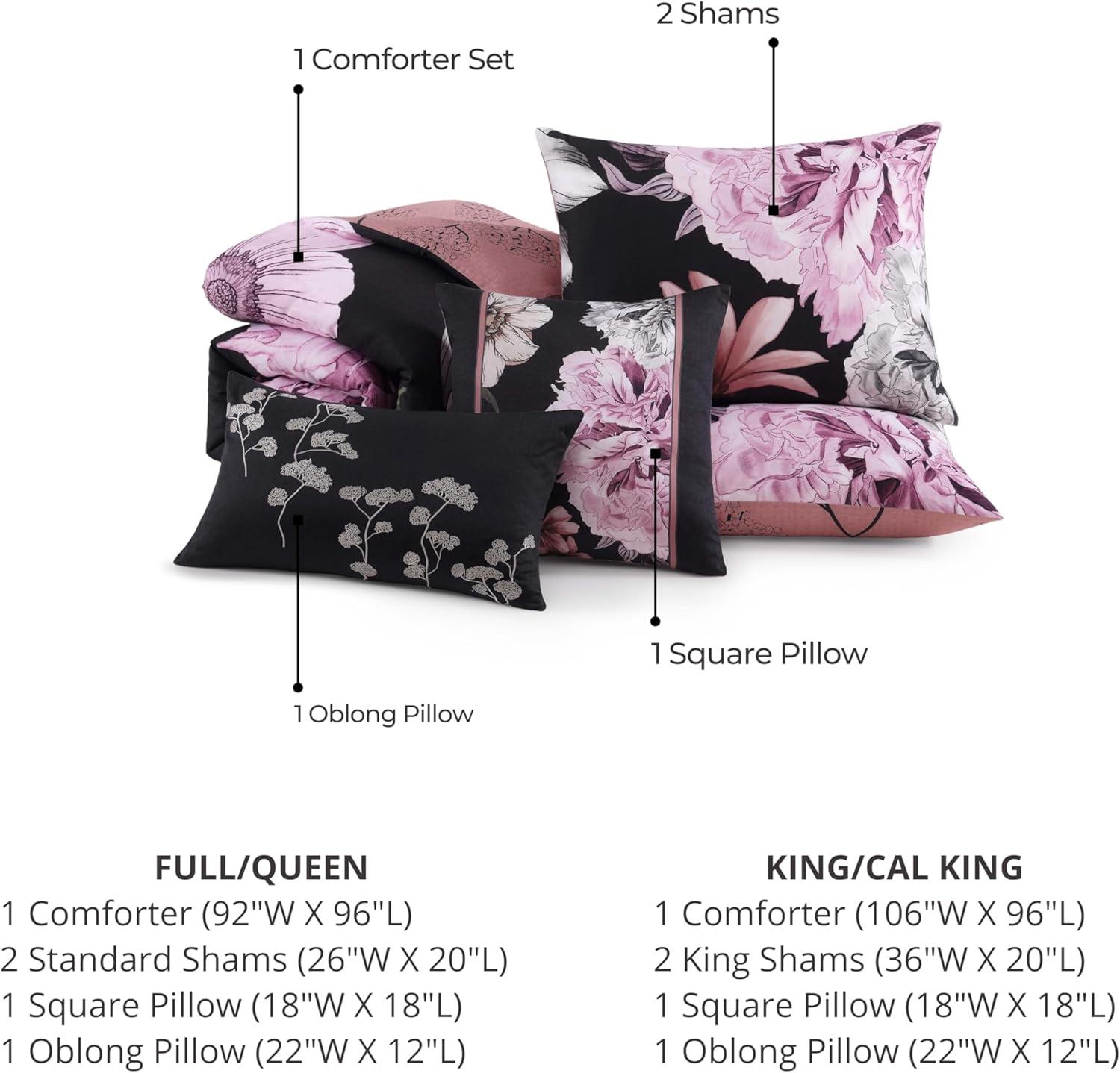 BeBeJan Bebejan Floral Garden on Mocha 100% Cotton 5-Piece Reversible Comforter Set