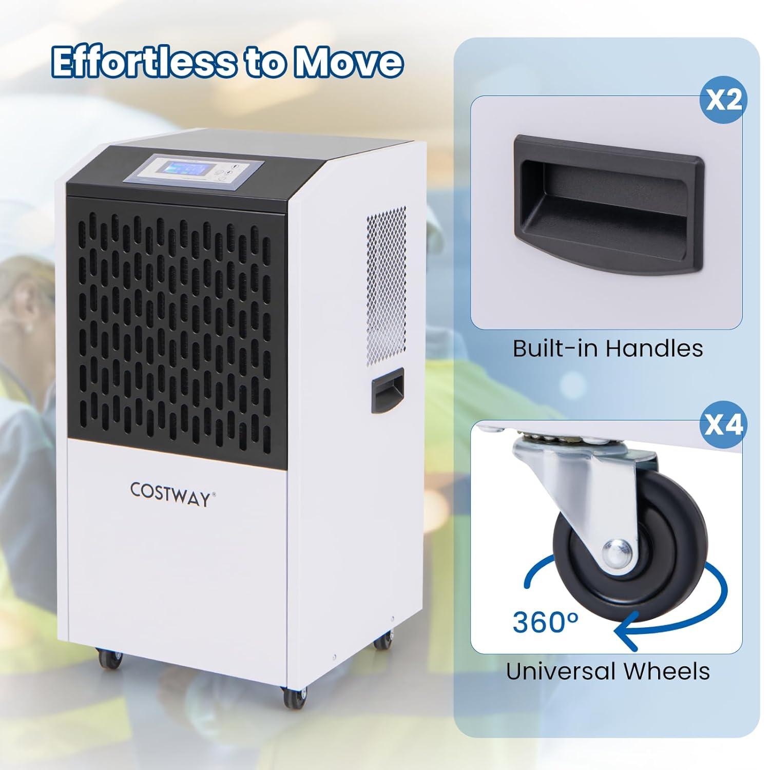 YYAo Dehumidifier,Portable Dehumidifier,Moisture Removal Machine,250 Pints Commercial Dehumidifier with Drain Hose Large Spaces up to 8500 Sq.Ft-White