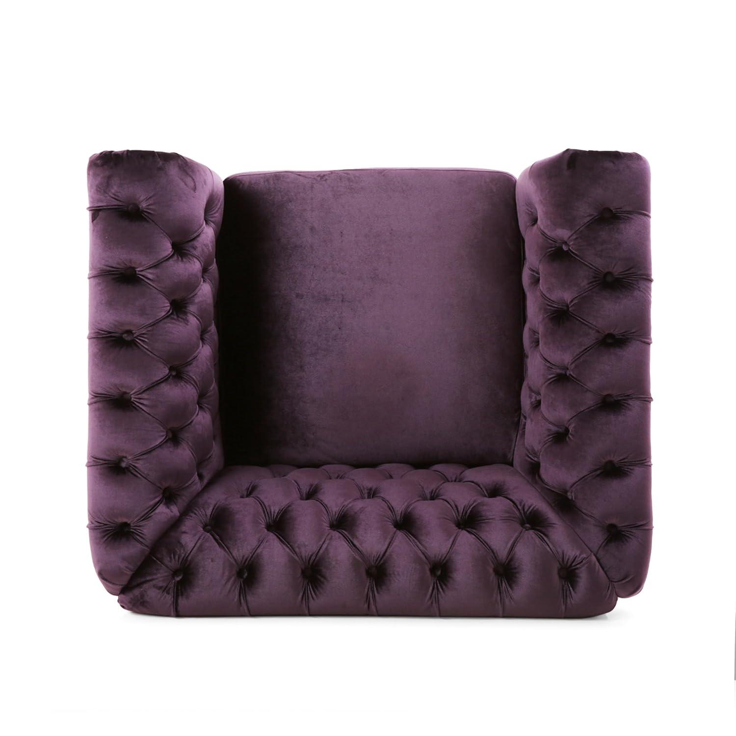 Westminster Chesterfield Club Chair Blackberry - Christopher Knight Home: Velvet Upholstery, Nailhead Trim