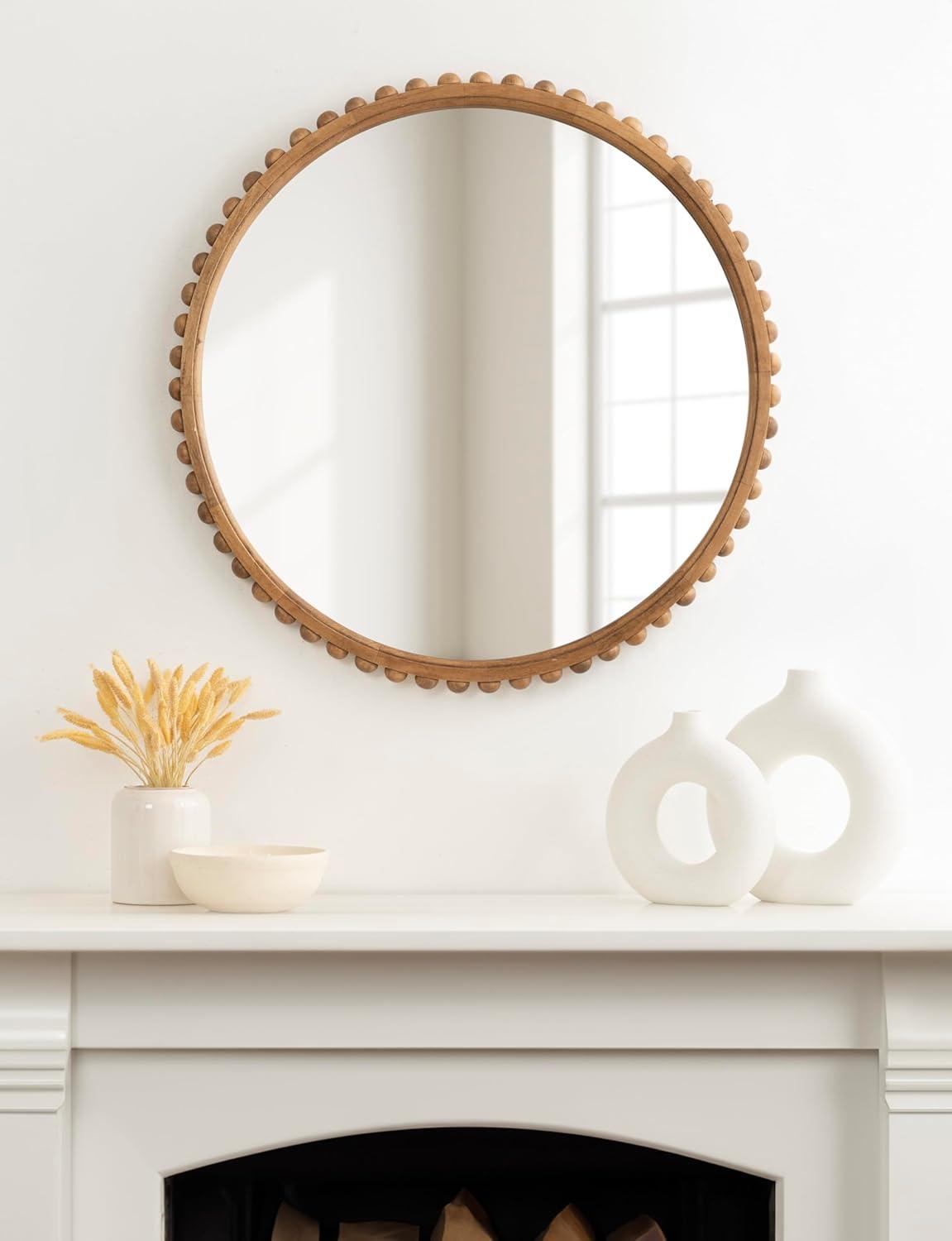 Kate & Laurel All Things Decor 24"x24" Beadbrook Round Wall Mirror