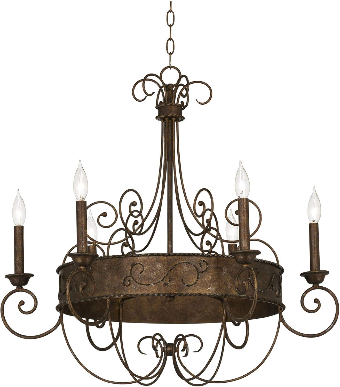 Franklin Iron Works Geralt Bronze Chandelier 30" Wide Rustic Farmhouse Candle Sleeves 6-Light Fixture for Dining Room House Kitchen Island Entryway