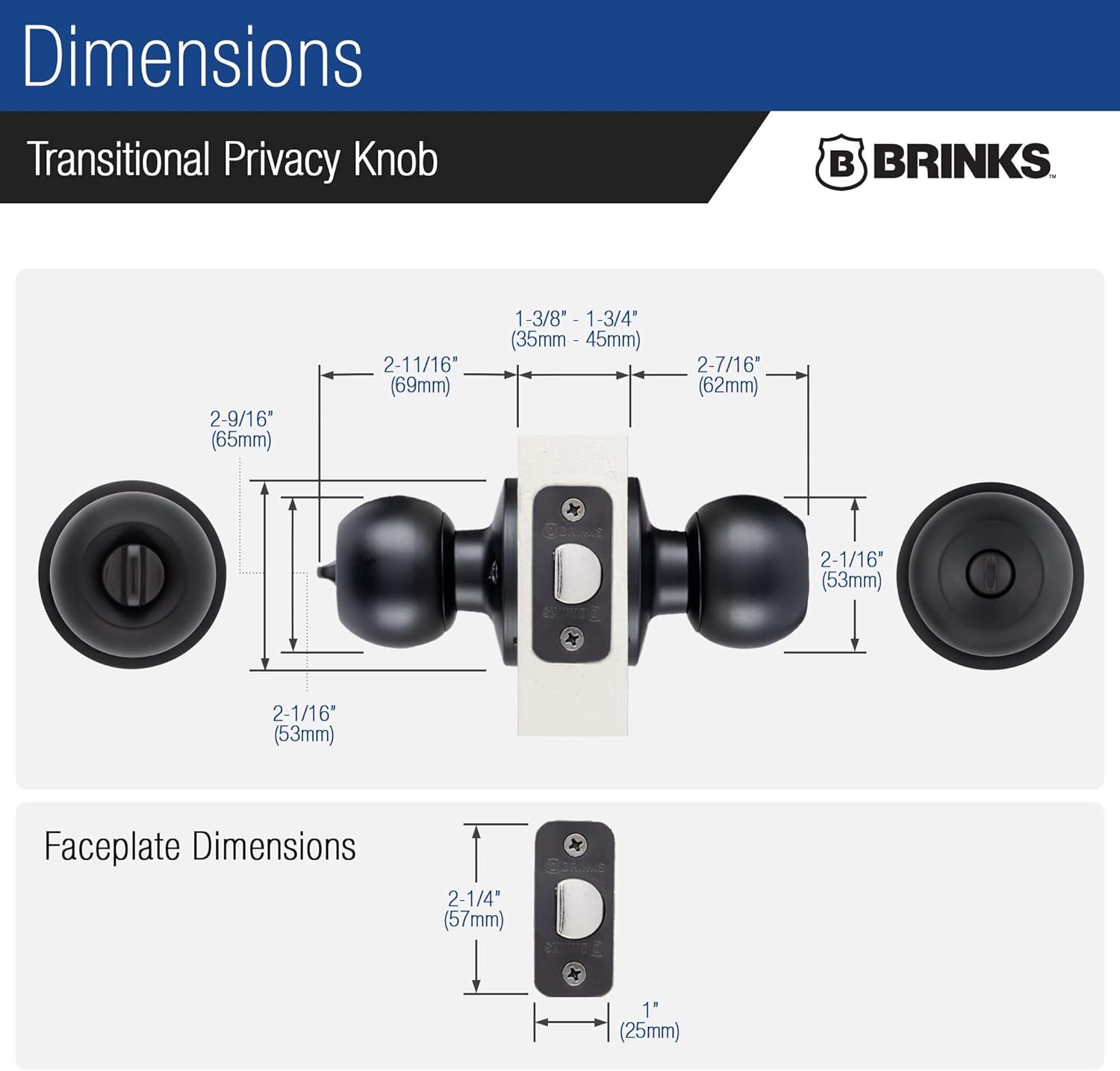Brinks Raleigh Series Privacy Transitional Ball Knob