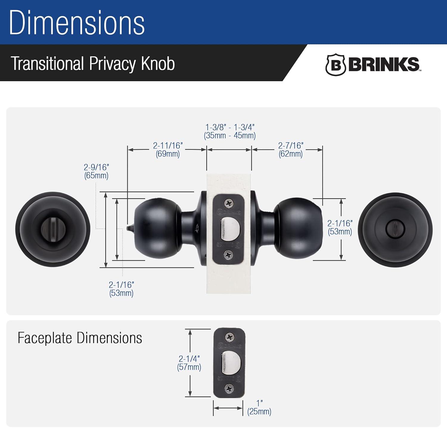 Brinks Raleigh Series Privacy Transitional Ball Knob