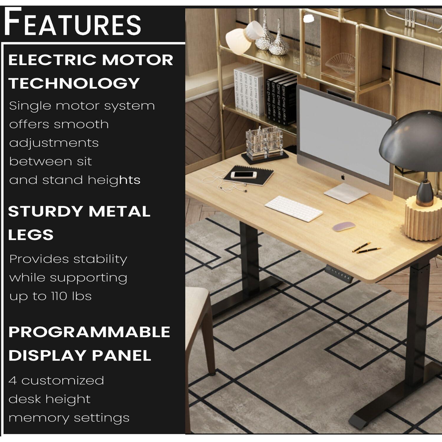 Hanover 47-In. Electric Sit or Stand Desk with Adjustable Heights, Natural