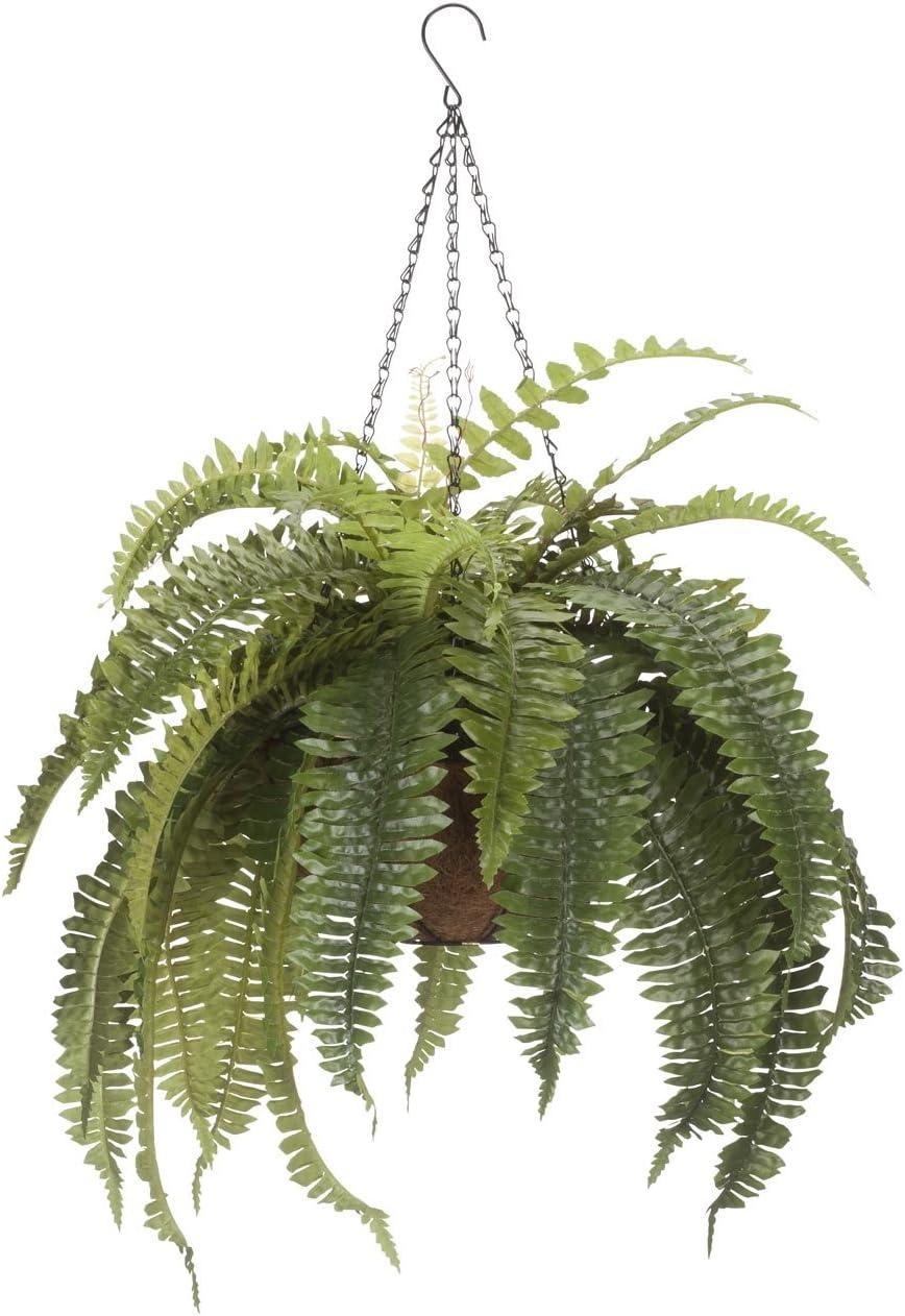 Fox Valley Traders 23 .5” Artificial Fern in Coco Fiber Hanging Basket
