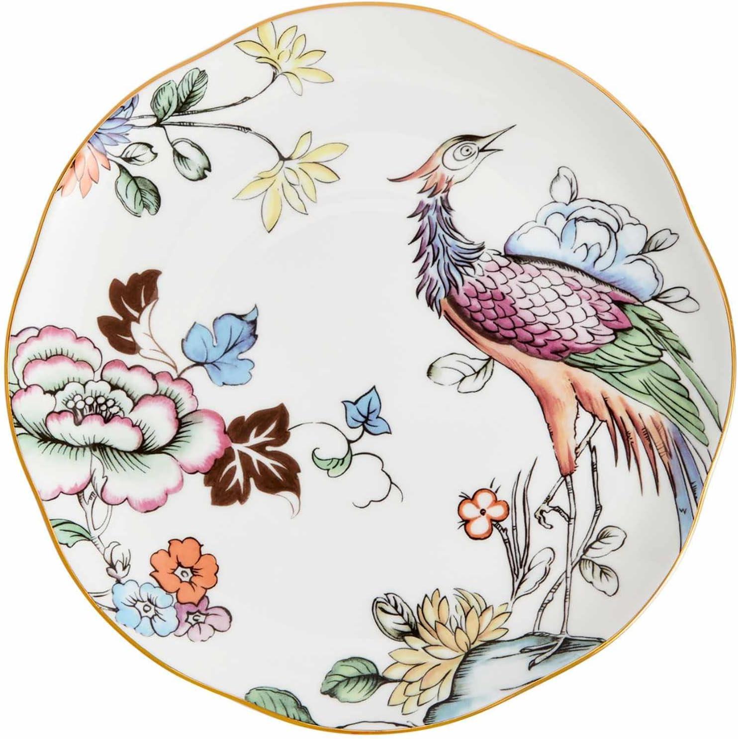 Wedgwood Chinoiserie Floral Porcelain Salad Plate with Gold Trim