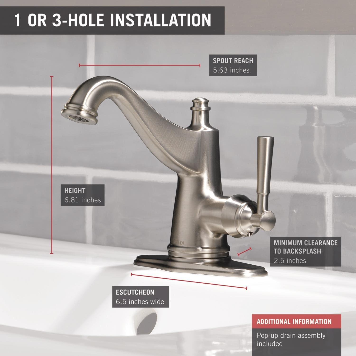 Delta 15777Lf Mylan 1.2 GPM Deck Mount Single Hole Bathroom Faucet - Nickel