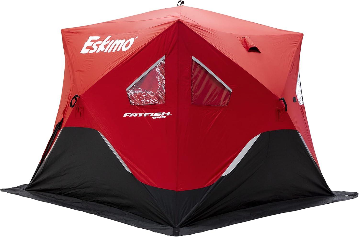 Eskimo FatFish™ 949, Pop-up Portable Ice Shelter, Red/Black, 3-4 Person Capacity, FF949