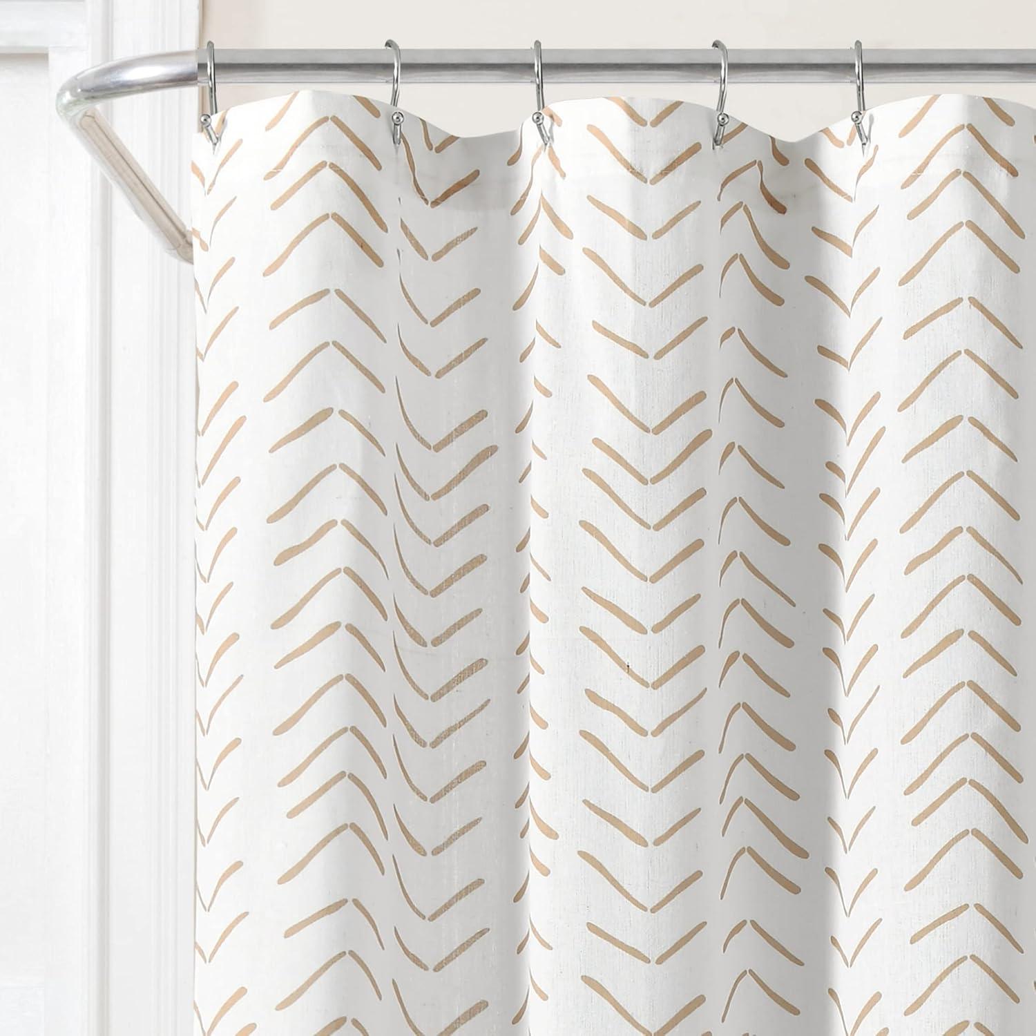 Lush Decor Hygge Modern Arrow Linen Look Shower Curtain Wheat/White Single 72X72