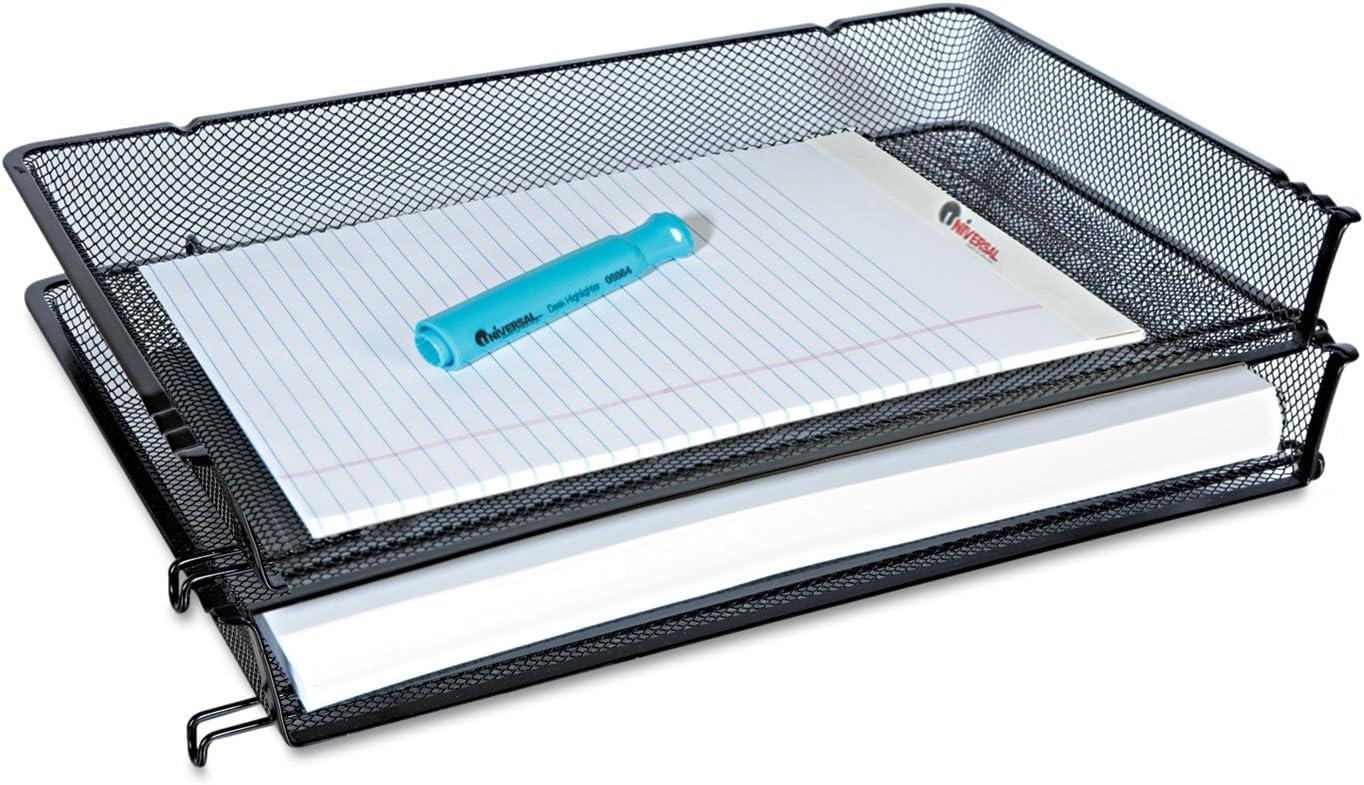 Universal Deluxe Mesh Stacking Side Load Tray, 1 Section, Legal Size Files, 17" x 10.88" x 2.5", Black