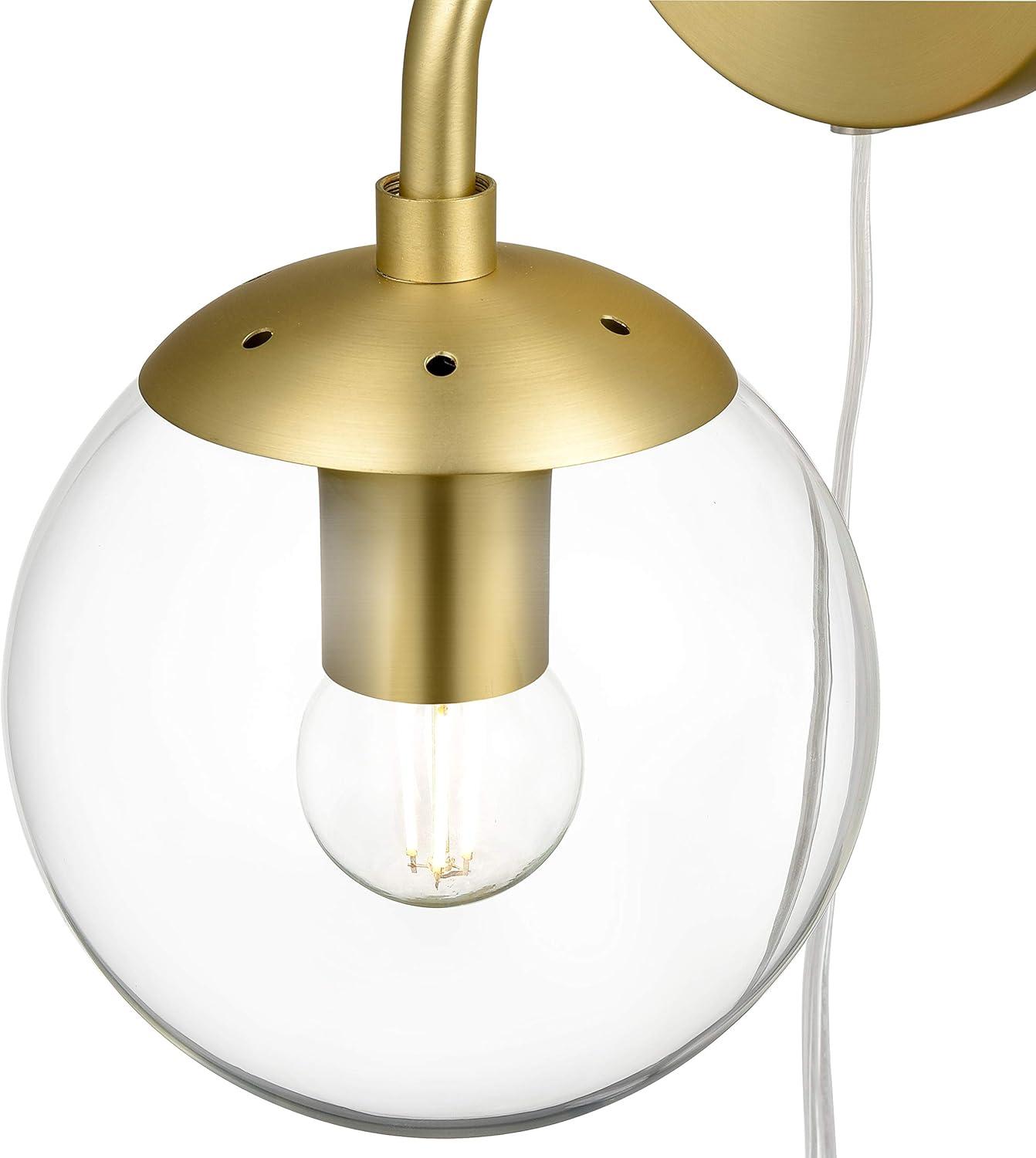 Greta Globe 8'' Brushed Brass Wall Sconce with Clear Glass Shade