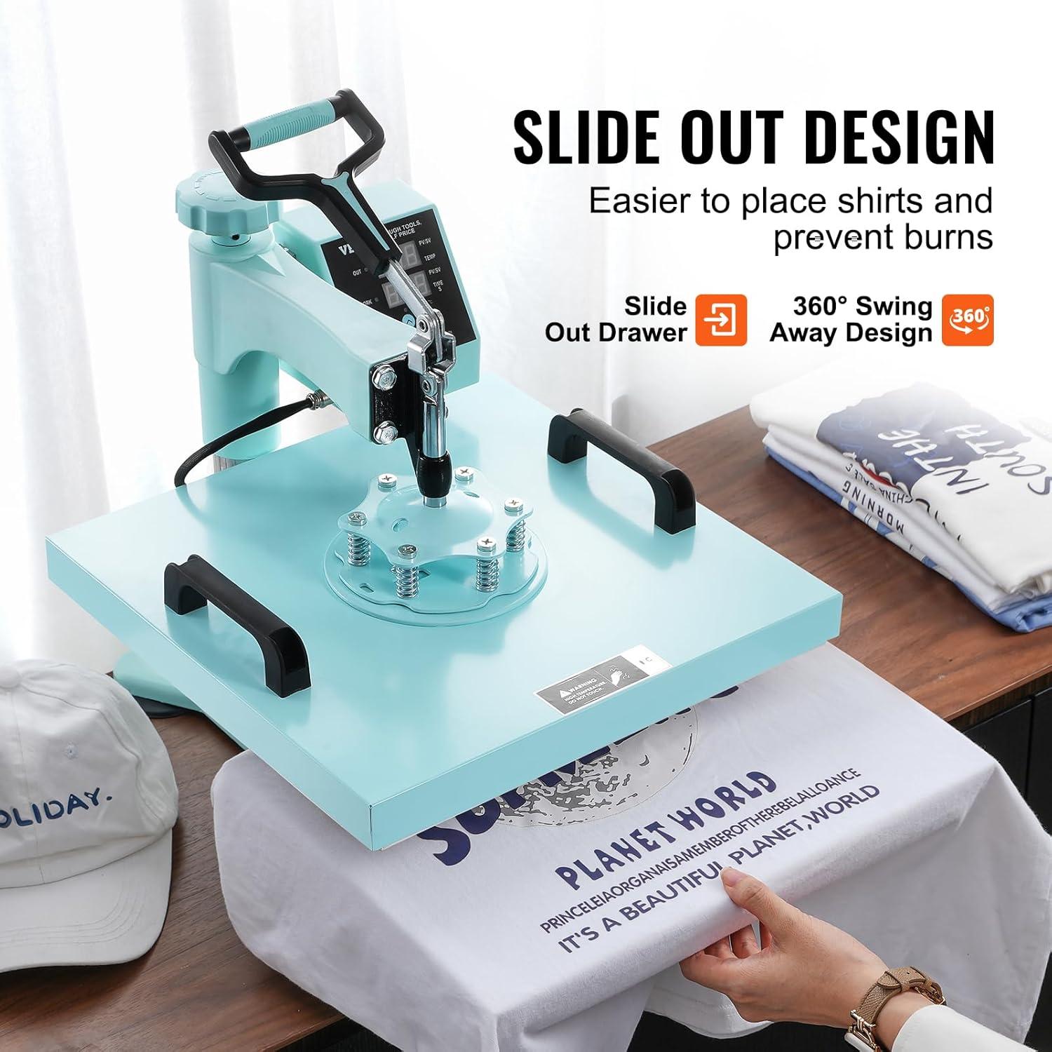 Light Green 8-in-1 Heat Press with Tumbler and Hat Attachments