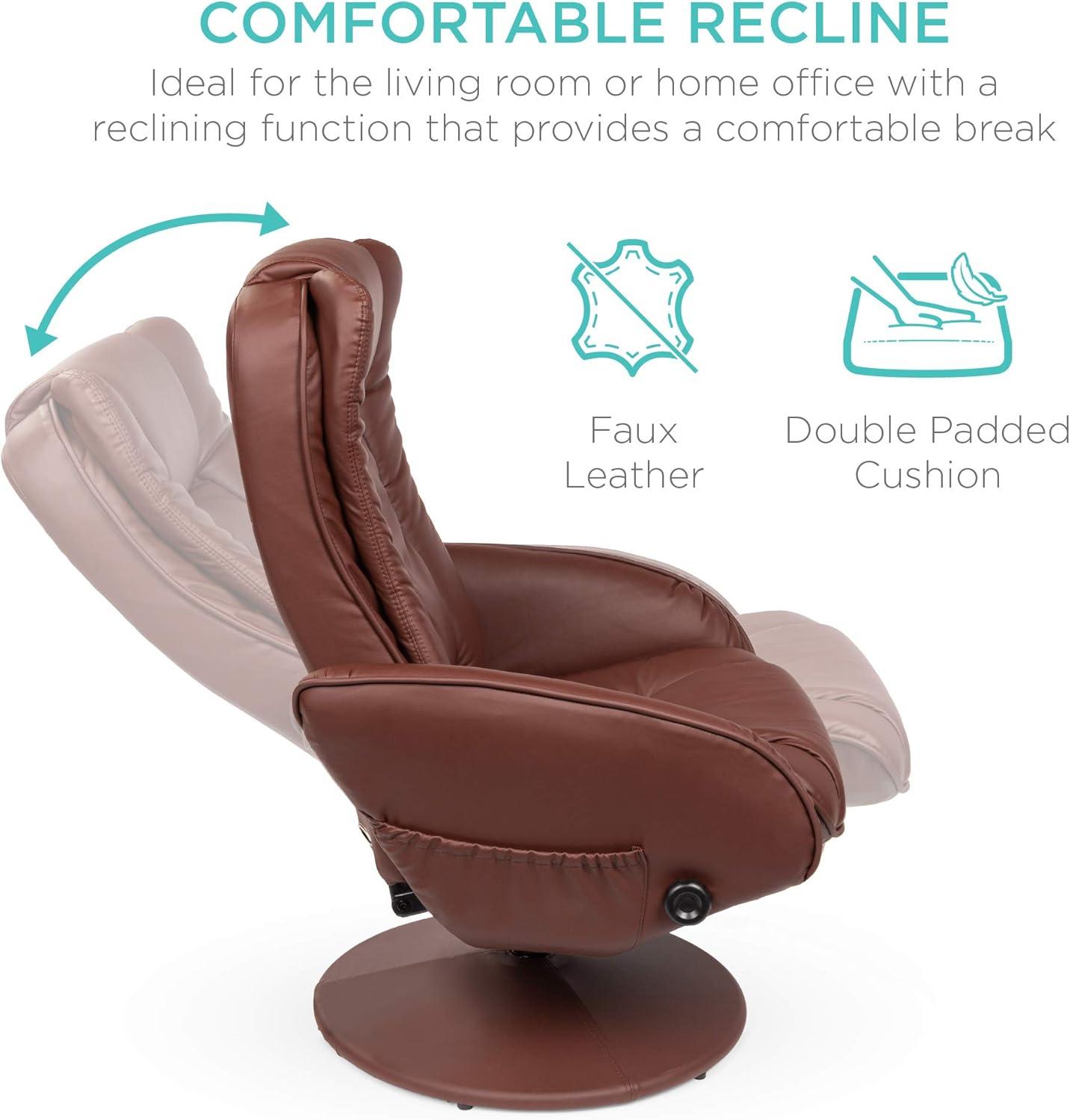 Best Choice Products Faux Leather Electric Massage Recliner Chair w/ Stool Ottoman, Remote Control, 5 Modes - Brown
