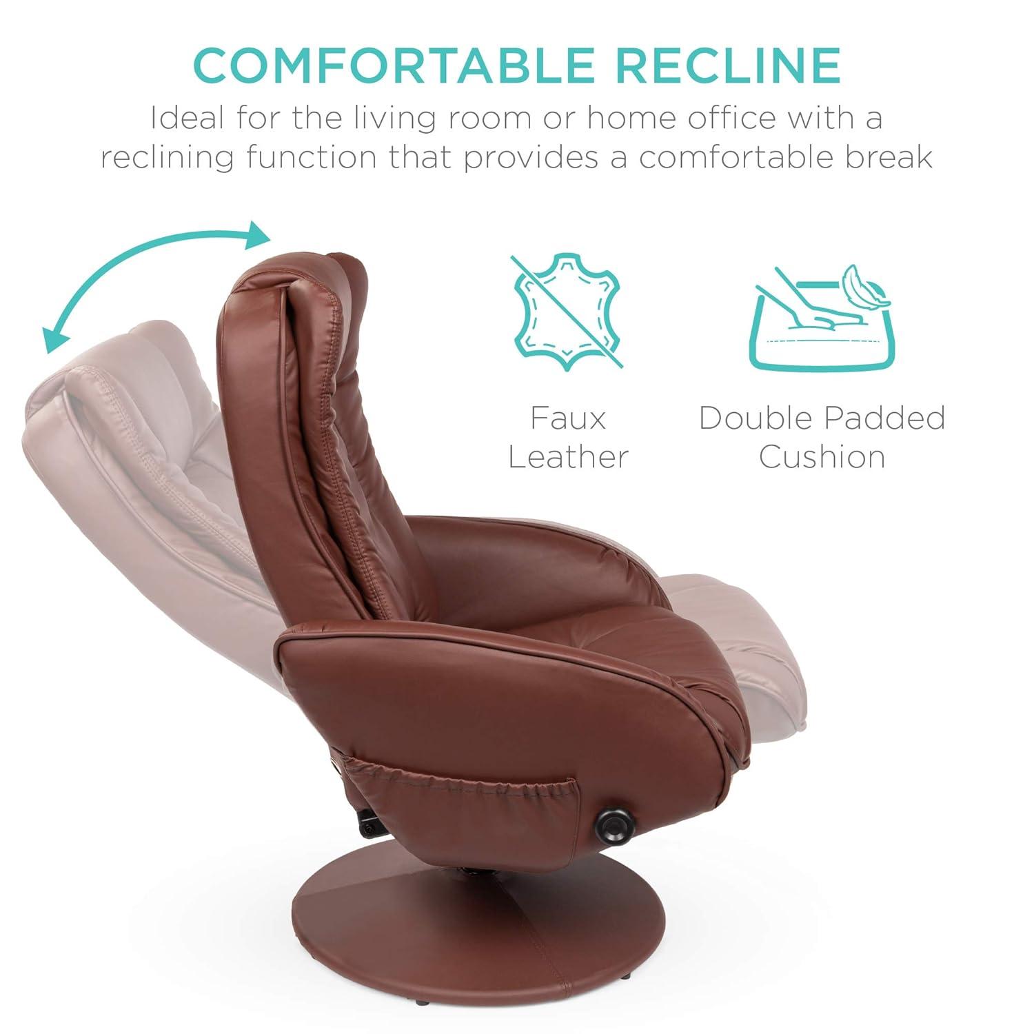 Best Choice Products Faux Leather Electric Massage Recliner Chair w/ Stool Ottoman, Remote Control, 5 Modes - Brown