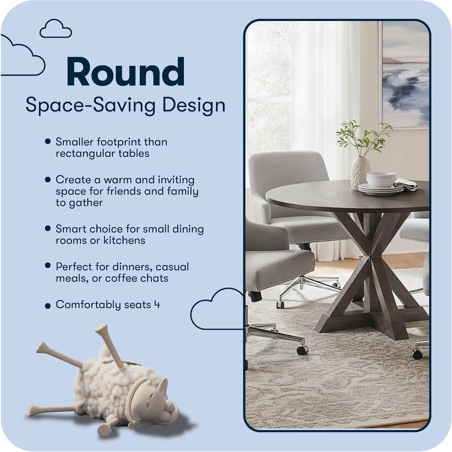 Finch Alfred Round Solid Wood Rustic Dining Table