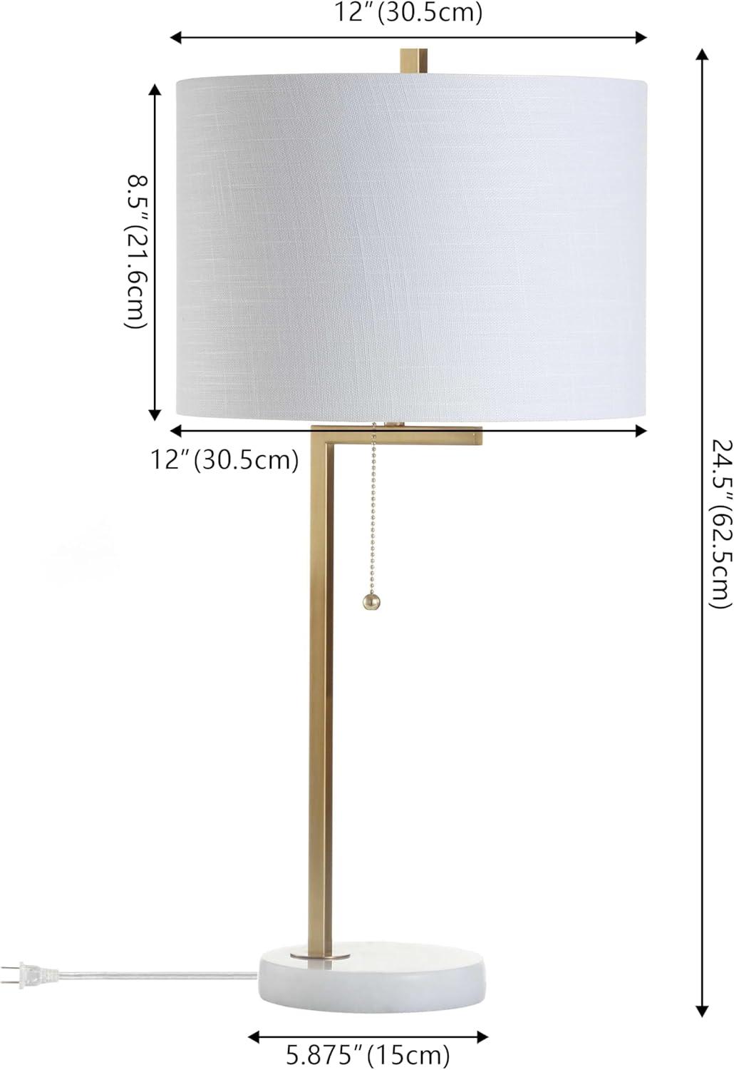 24.5" Metal/Marble Alyssa Table Lamp with Pull Chain, Marble Base - JONATHAN Y