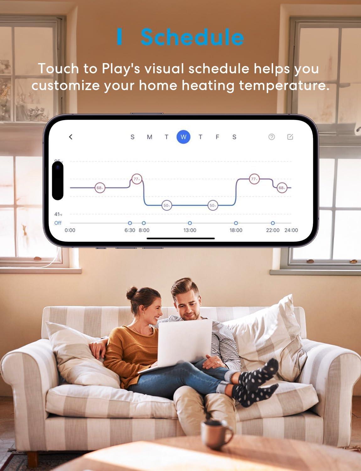 meross Smart Thermostat for Electric Baseboard and in-Wall Heaters Work with HomeKit, Alexa and Google Home, 120V-240V Wi-Fi Programmable Thermostat with Easy Install, Energy Saving, 4 Wires Needed