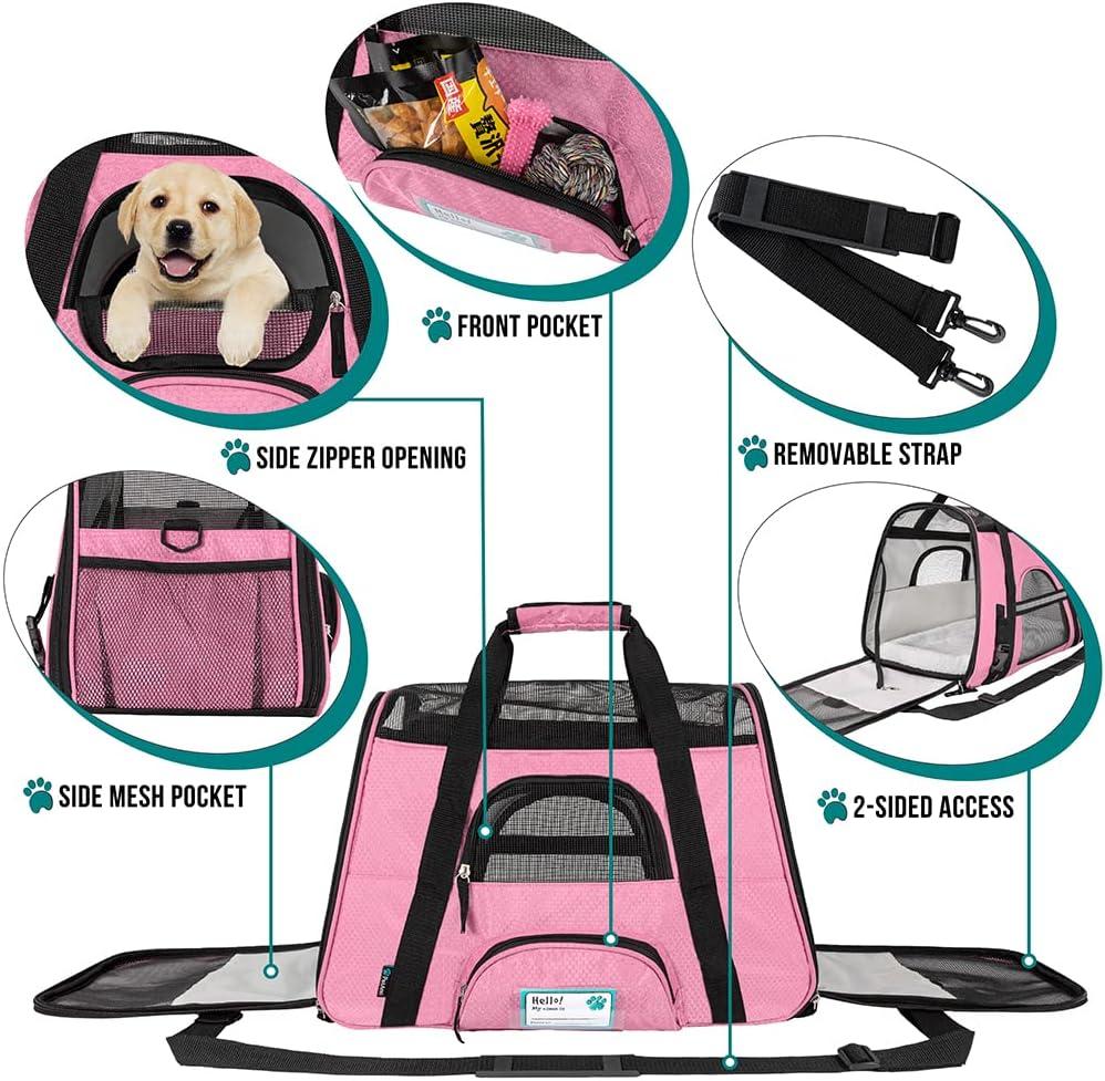 PetAmi Airline Approved Pet Carrier for Cat Dog, Soft Sided Travel Supplies Accessories, Ventilated Carrying Bag Kitten Puppy