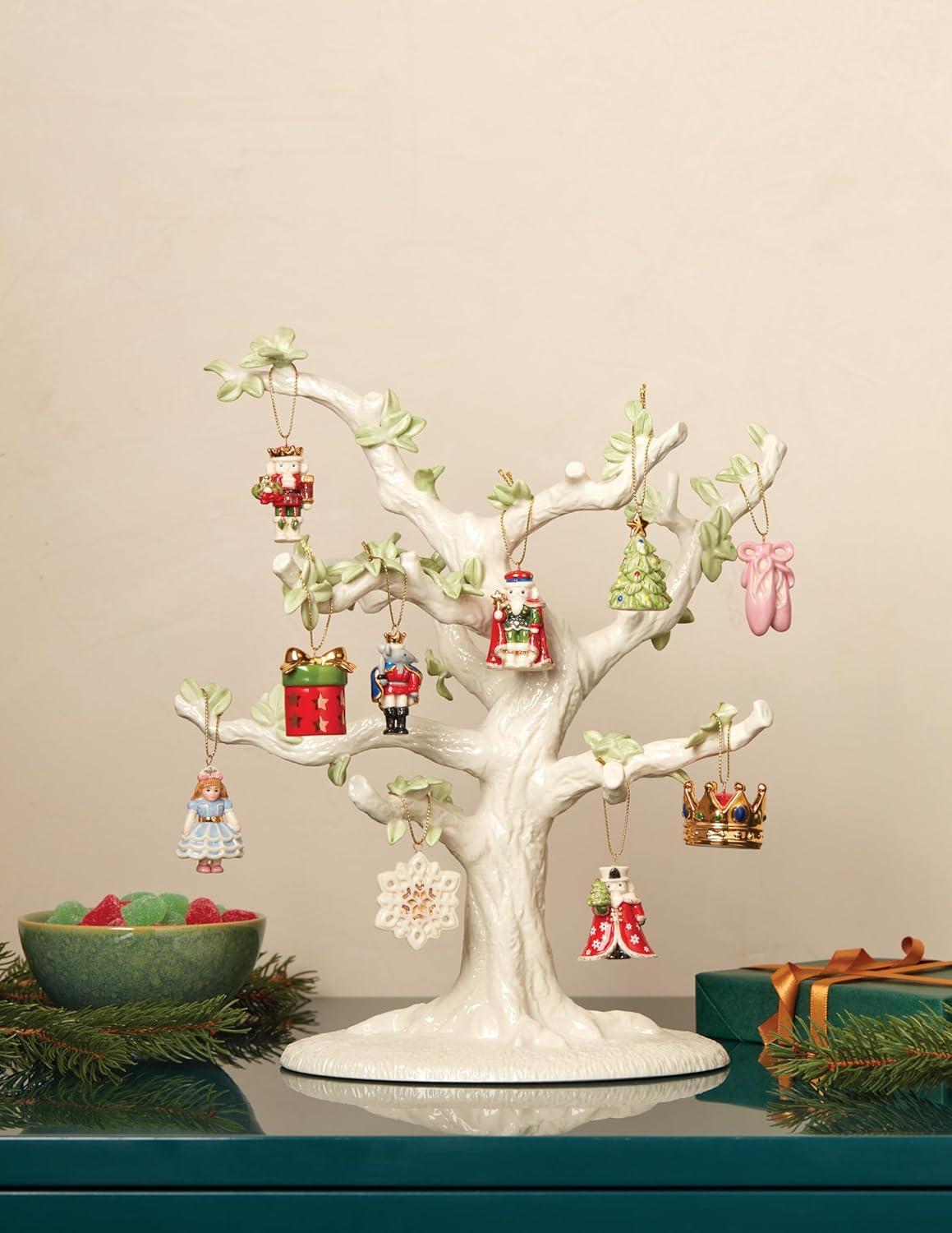 Porcelain Nutcracker 10-Piece Ornament Set with Display Tree