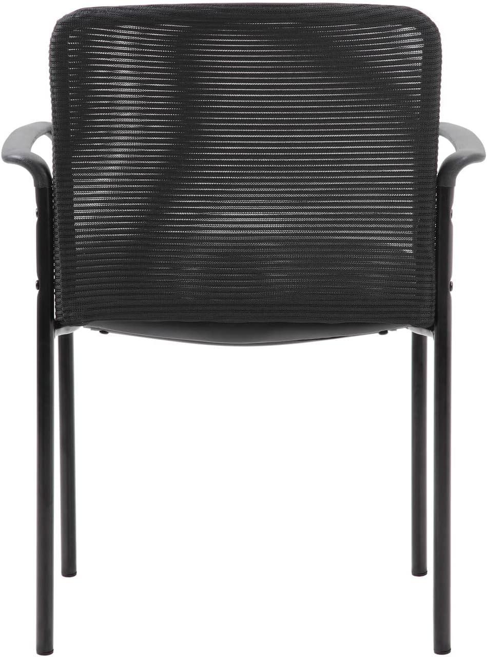 Modern Black Mesh & Vinyl Stackable Guest Chair with Metal Glides