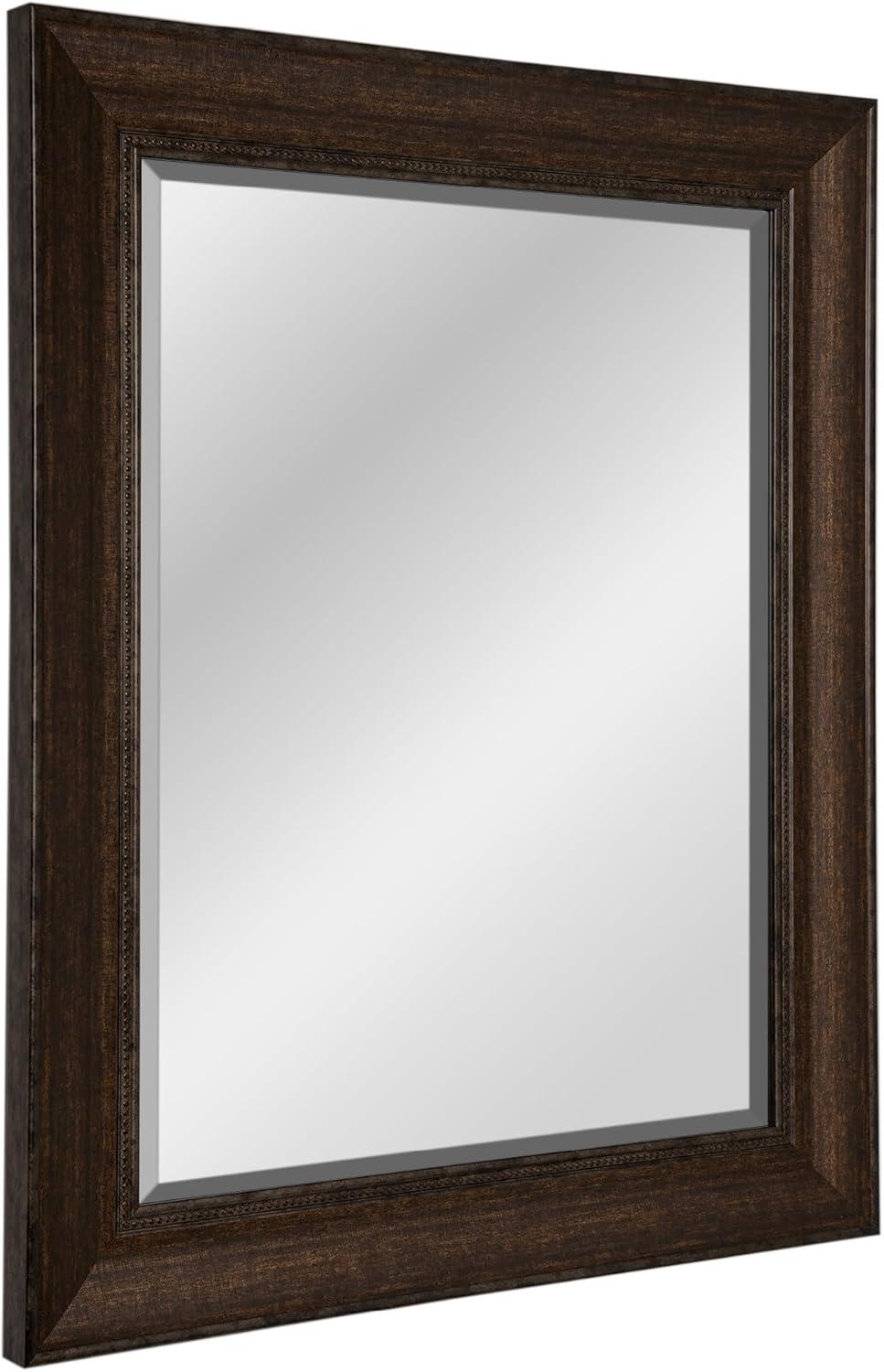Head West Deep Bronze Beaded Rectangular Framed Beveled Accent Wall Vanity Mirror - 28.5 x 34.5