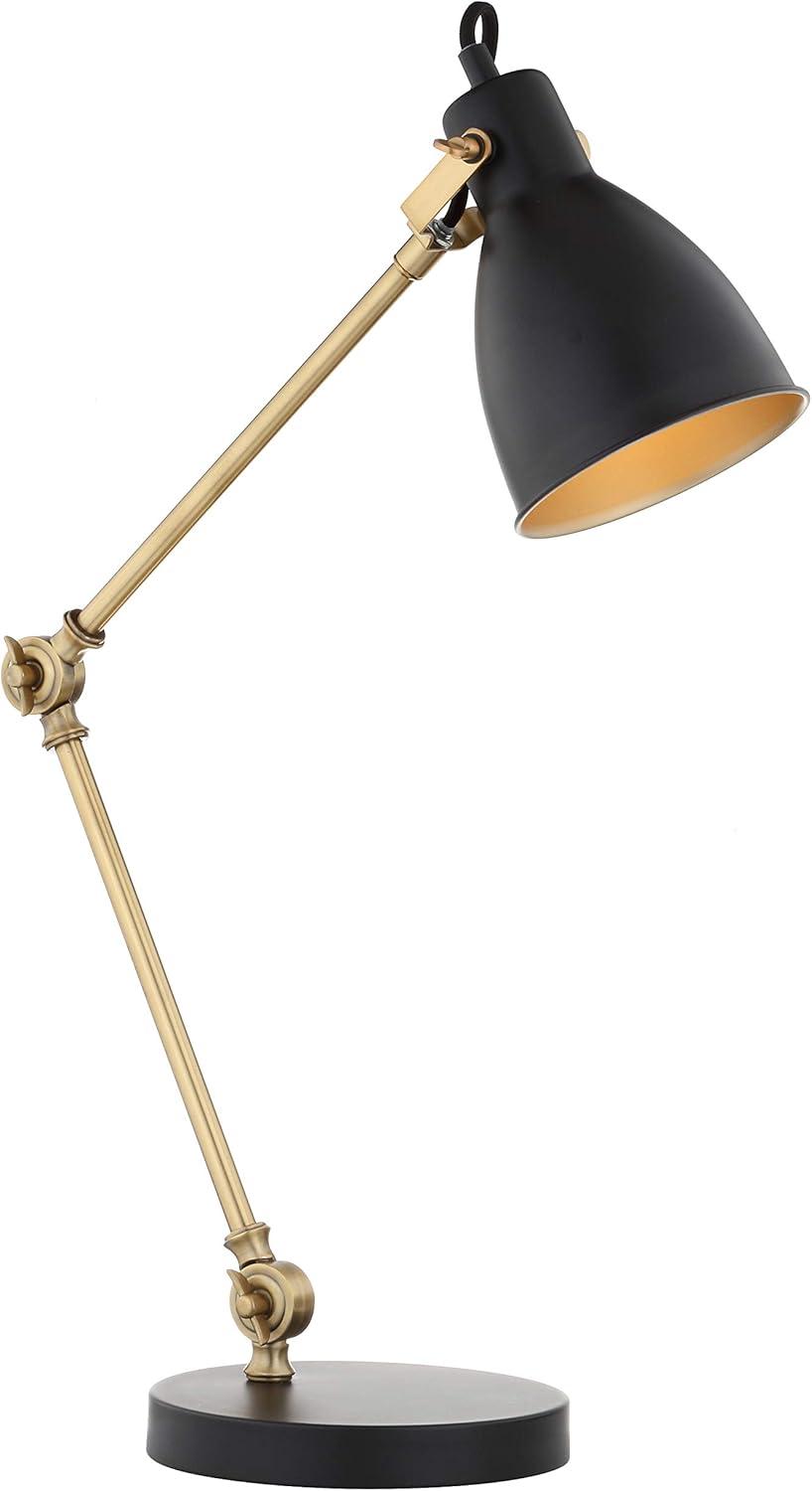 Adjustable Black and Brass LED Desk Lamp with Dome Shade