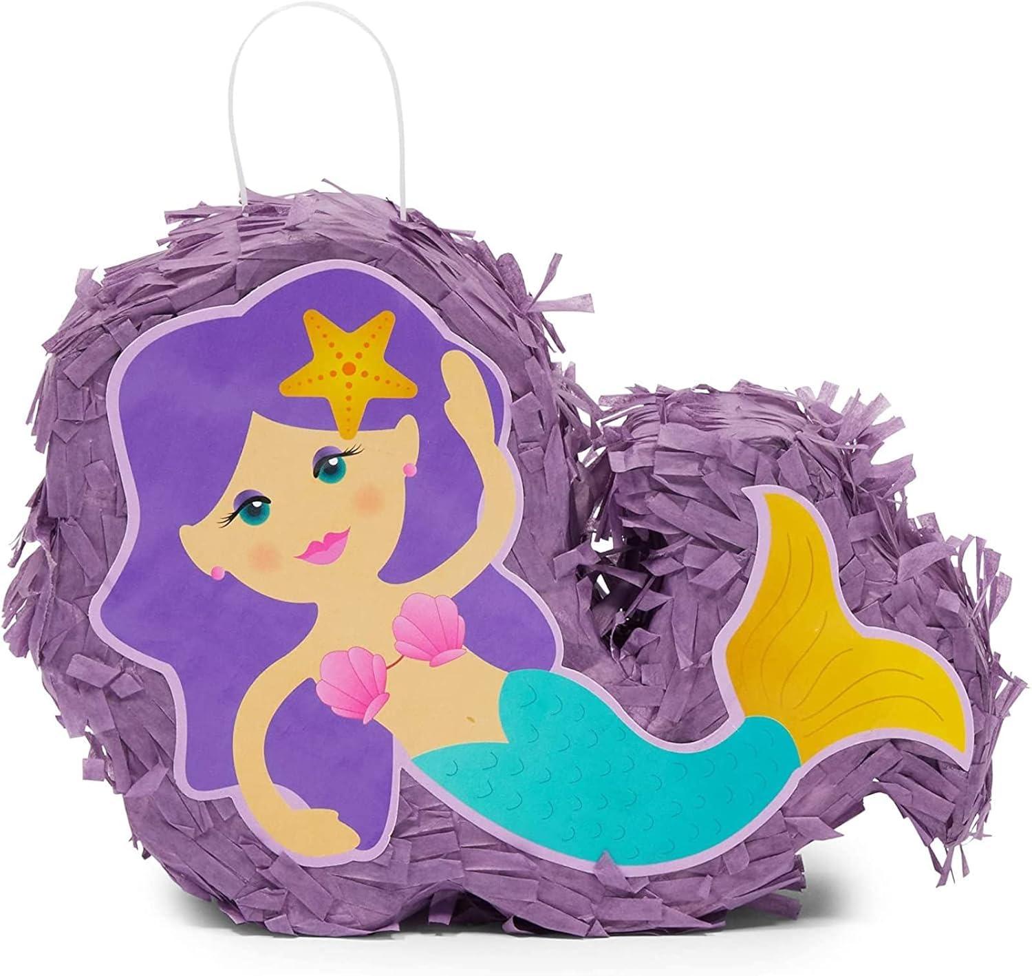 Mini Mermaid Piñatas for Girls Birthday Party Decorations (8 x 5 x 2.5 In, 3 Pack)